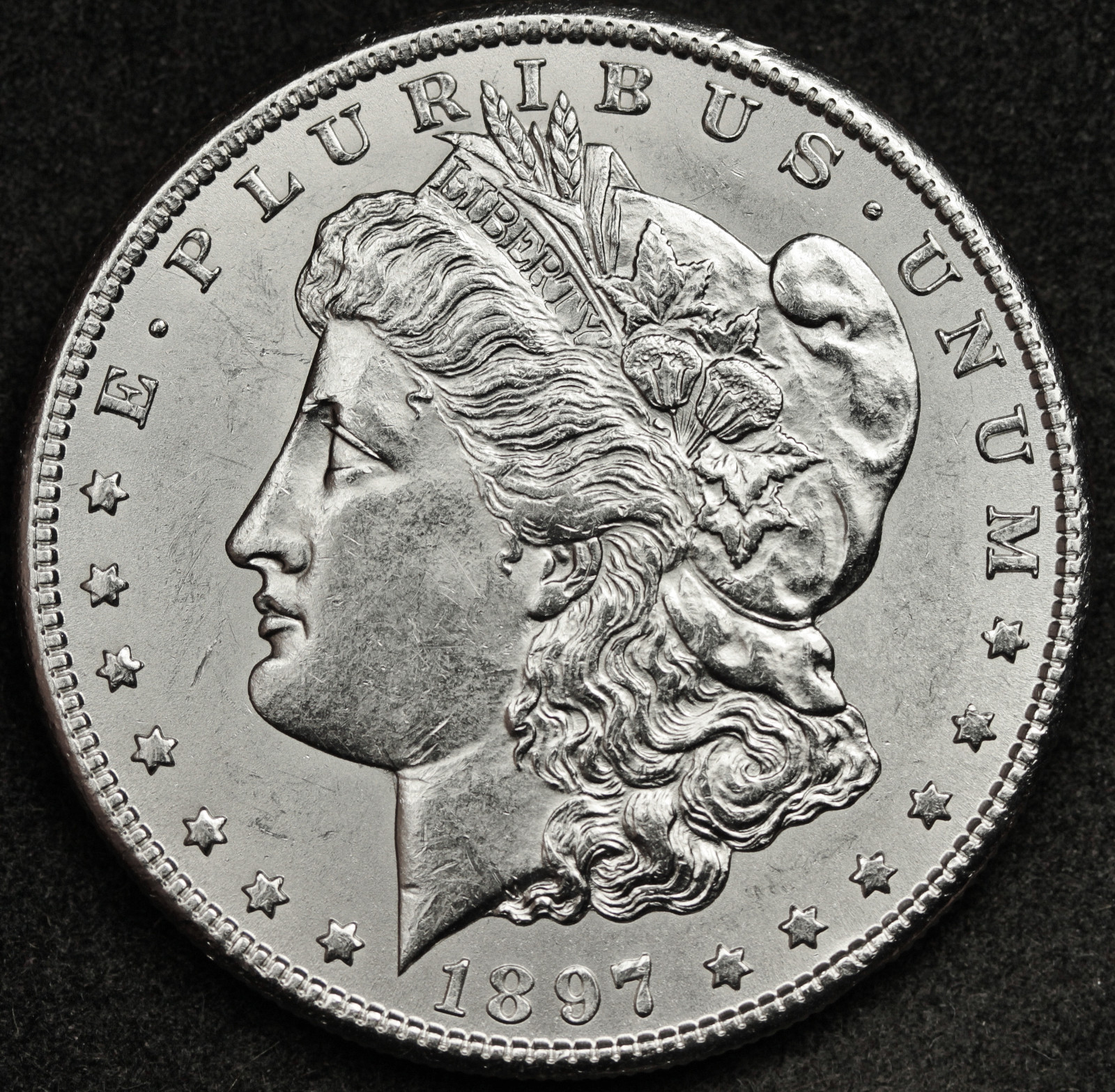 1897-s Morgan Silver Dollar.  Nice B.U.  94273  (Inventory B)