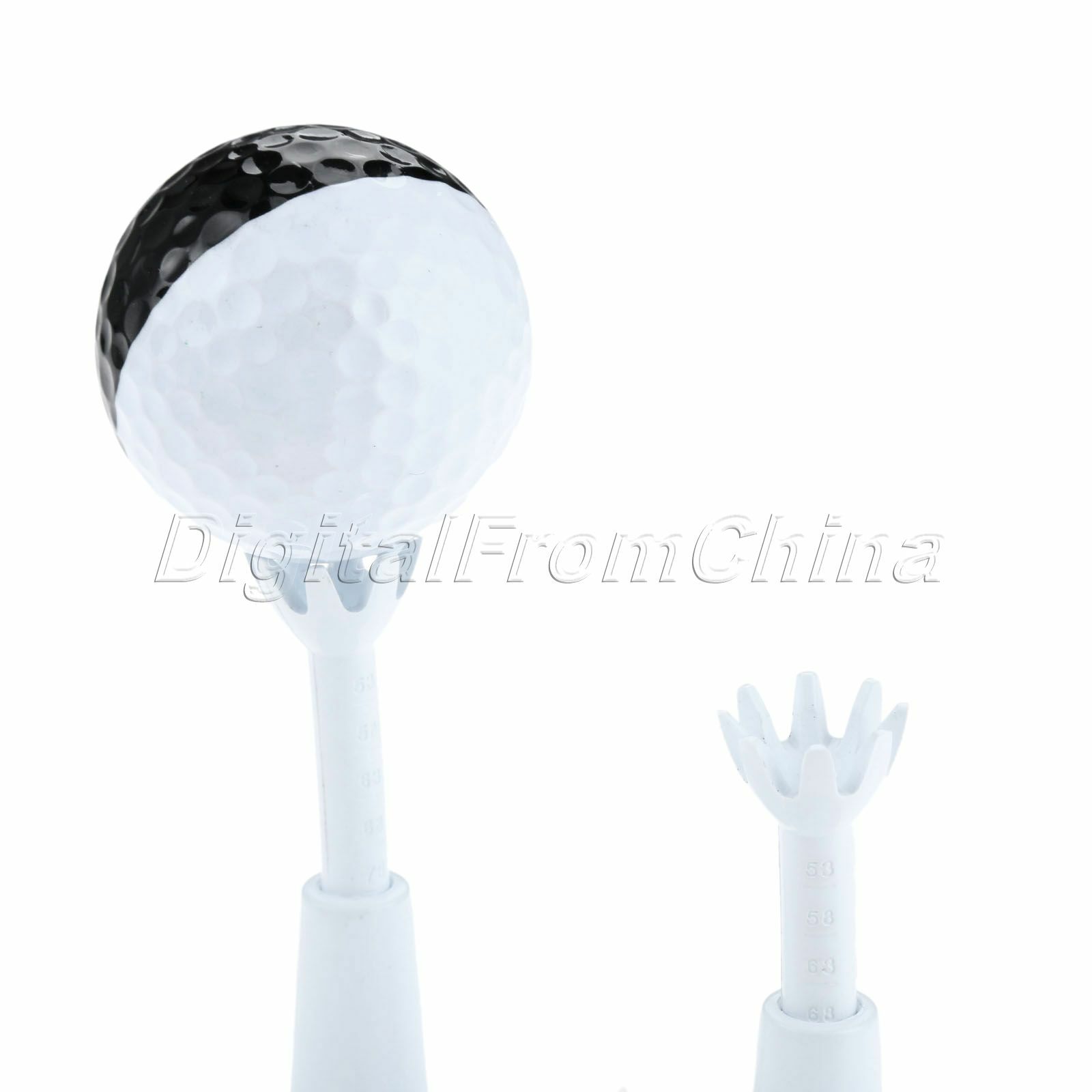 White Practice Golf Range Tees Adjustable Height Range from 2.08-2.88" 2Pc/Set