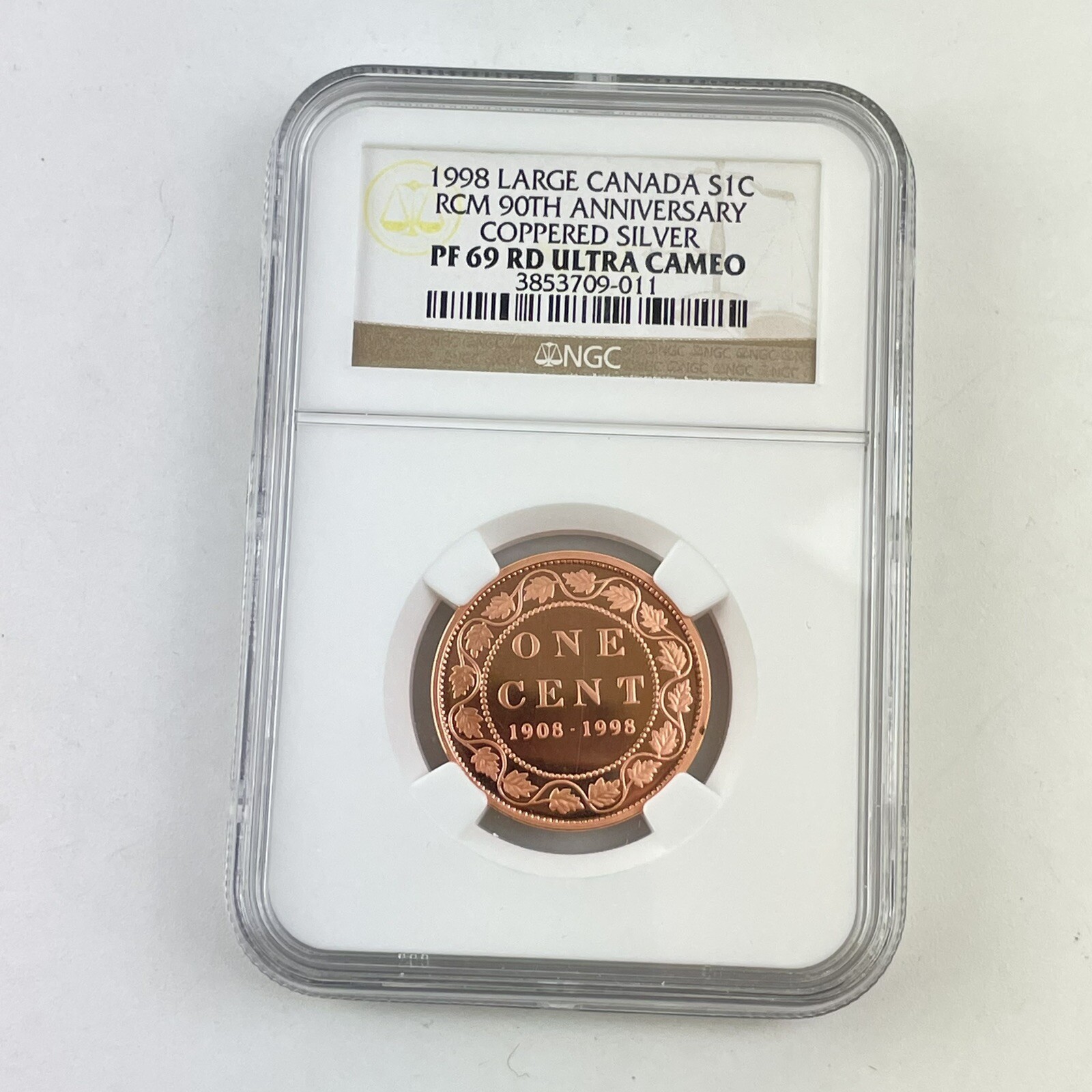 1998 Canada Silver 1C Cent Coin PF 69 PF69 RD Ultra Cameo NGC Graded