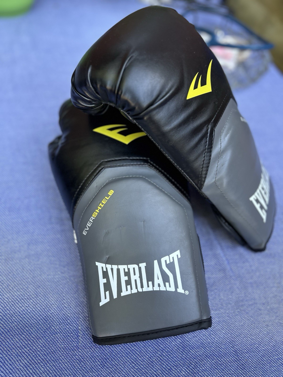 Everlast Training Boxing Gloves Pro Style Elite Evershield 16 Ounces Black Gray