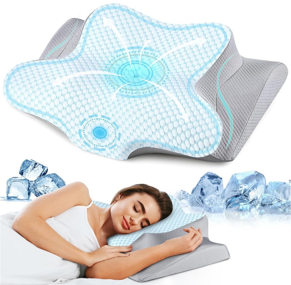 Cervical Neck Pillow - Ergonomic Side Sleeper Pillow for Pain Relief, Cooling...