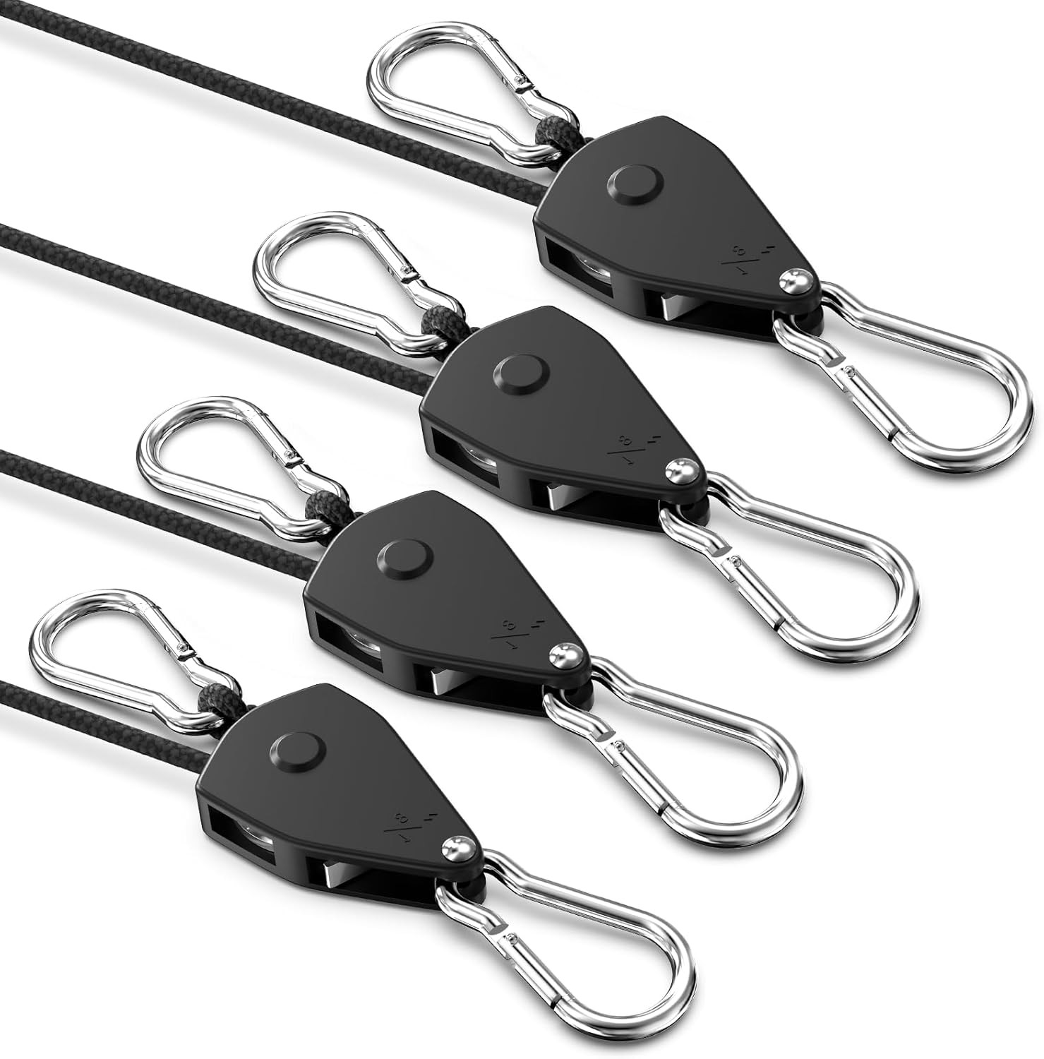 VIPARSPECTRA Retractable Heavy Duty Ratchet Tie Down 1/8" 4-Pack, Black