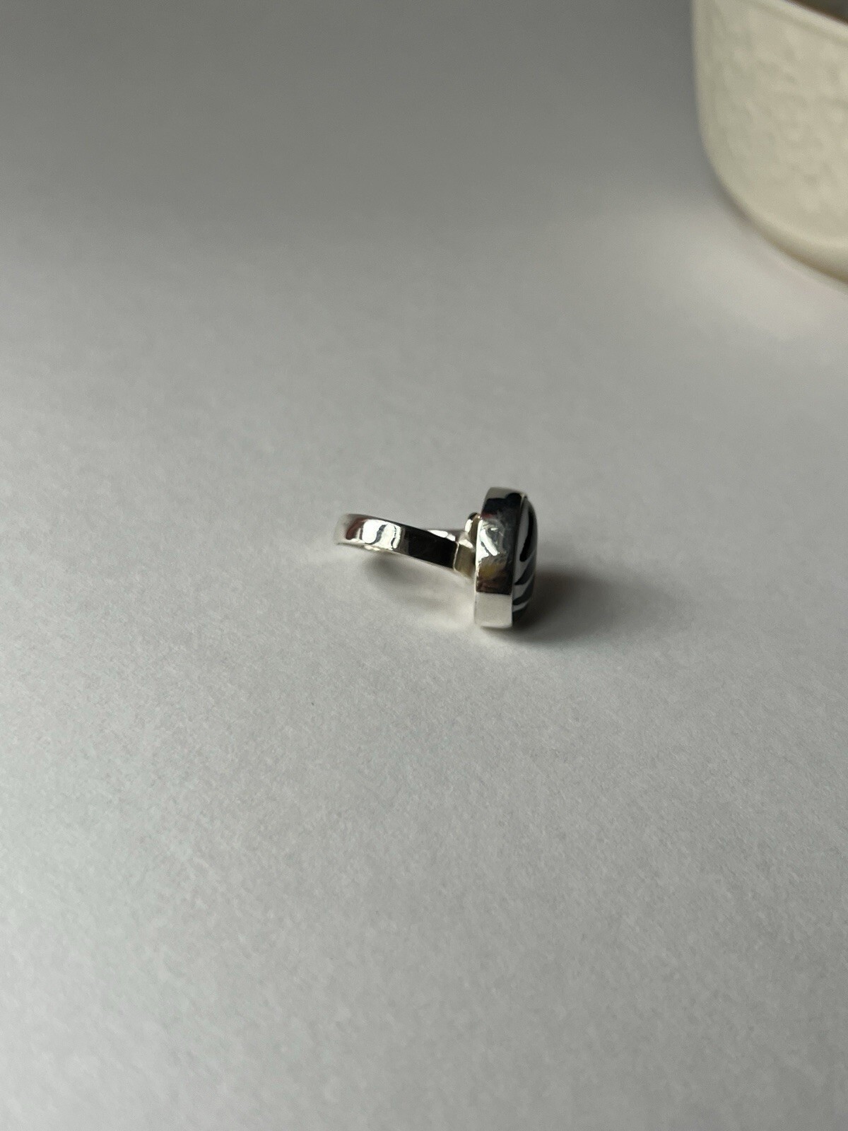 Black & White Talavera Ring 925 Sterling Silver Adjustable Artisan