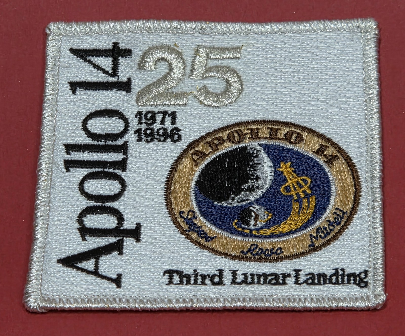 Apollo 14 25th Anniversary Patch 3½" x 3½" 1971-1996 Third Lunar Landing