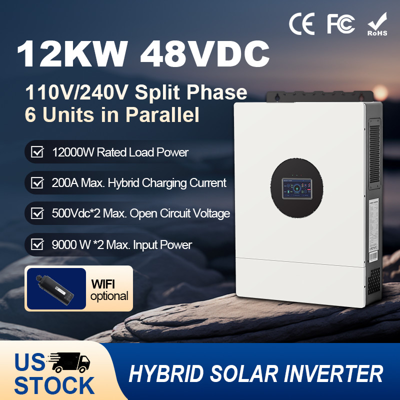 12KW 48V Solar Hybrid Inverter 120V/220V Split Phase 200A MPPT Charger Parallel