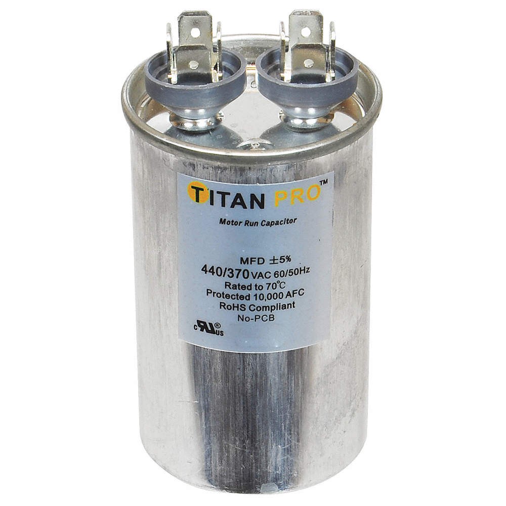 TITAN PRO TRCF10 Motor Run Capacitor,10  MFD,2 43/64"  H 30D613