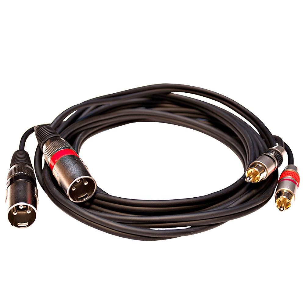 Dual XLR Male to Dual RCA Male 10ft Patch Cable Audio Adapter Cord