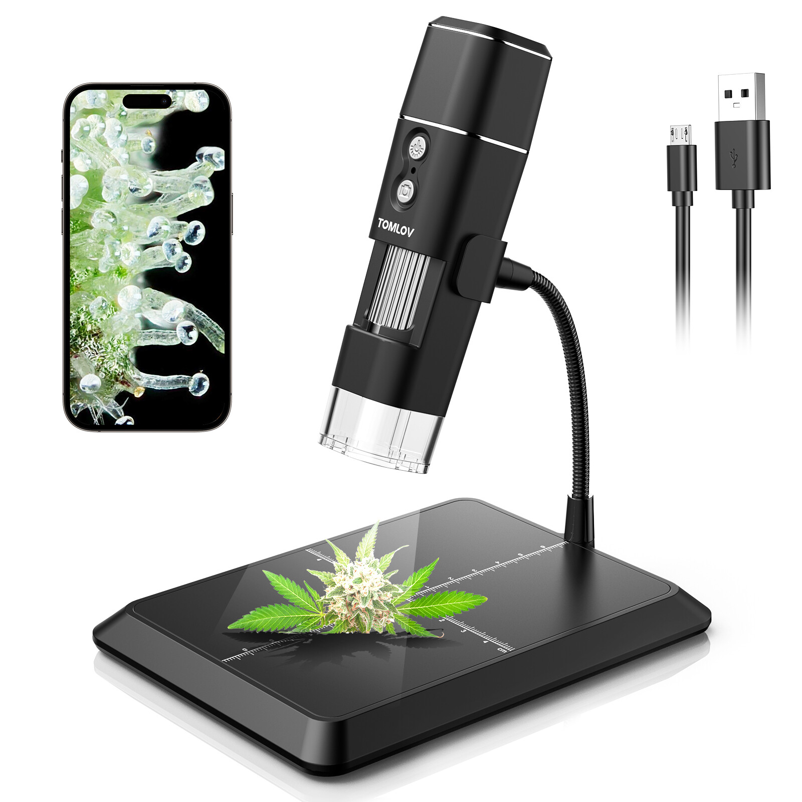 TOMLOV Digital Microscope Coin Microscope 50-1000X Magnification Handheld Used