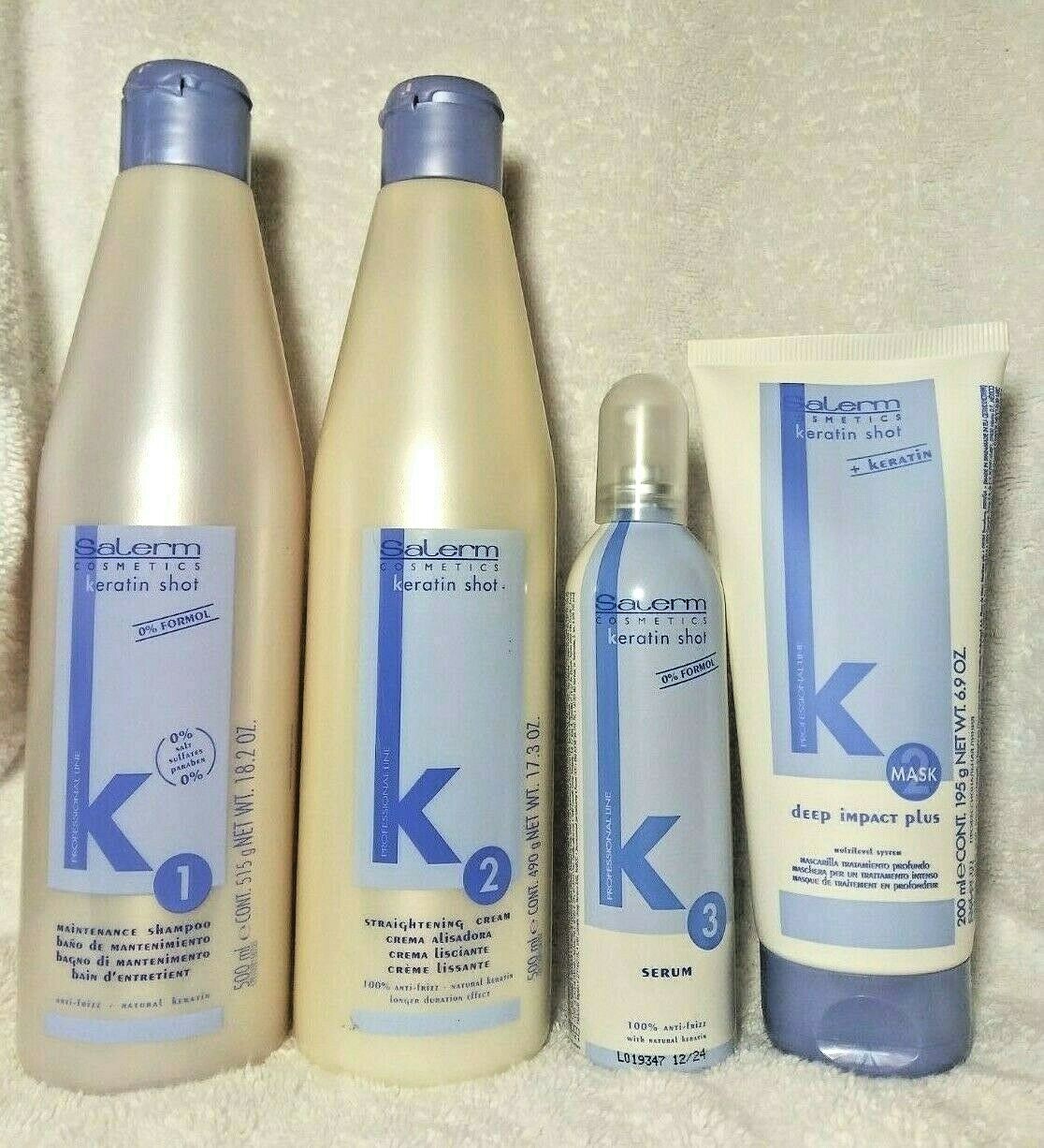 Salerm Keratin Shot Shampoo +Straightening Cream +Deep Impact Plus Mask +Serum