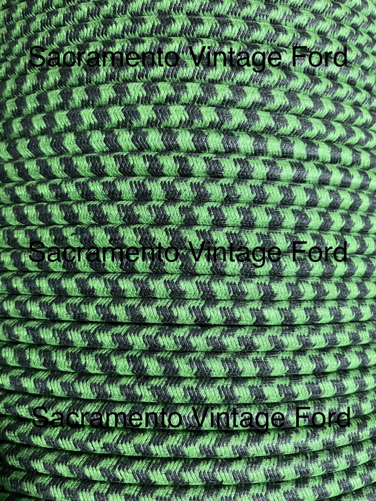 7MM Spark Plug Ignition Wire Copper Core Cloth Covered Green Black Hot Rod 8FT