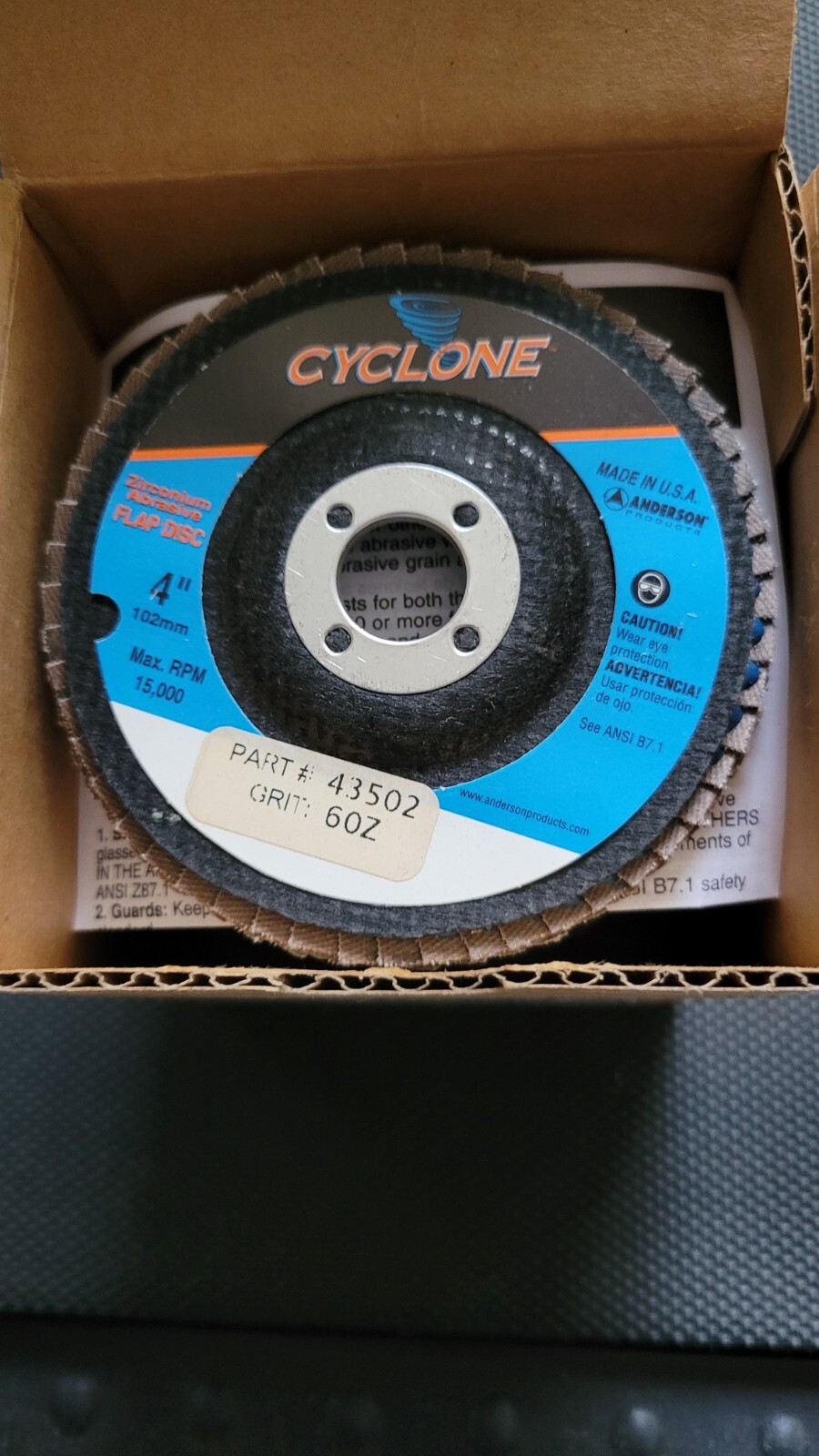 Box of 10 Anderson #43502 Flap Disc-Angled, 4" x 5/8"  Grit 60  NEW