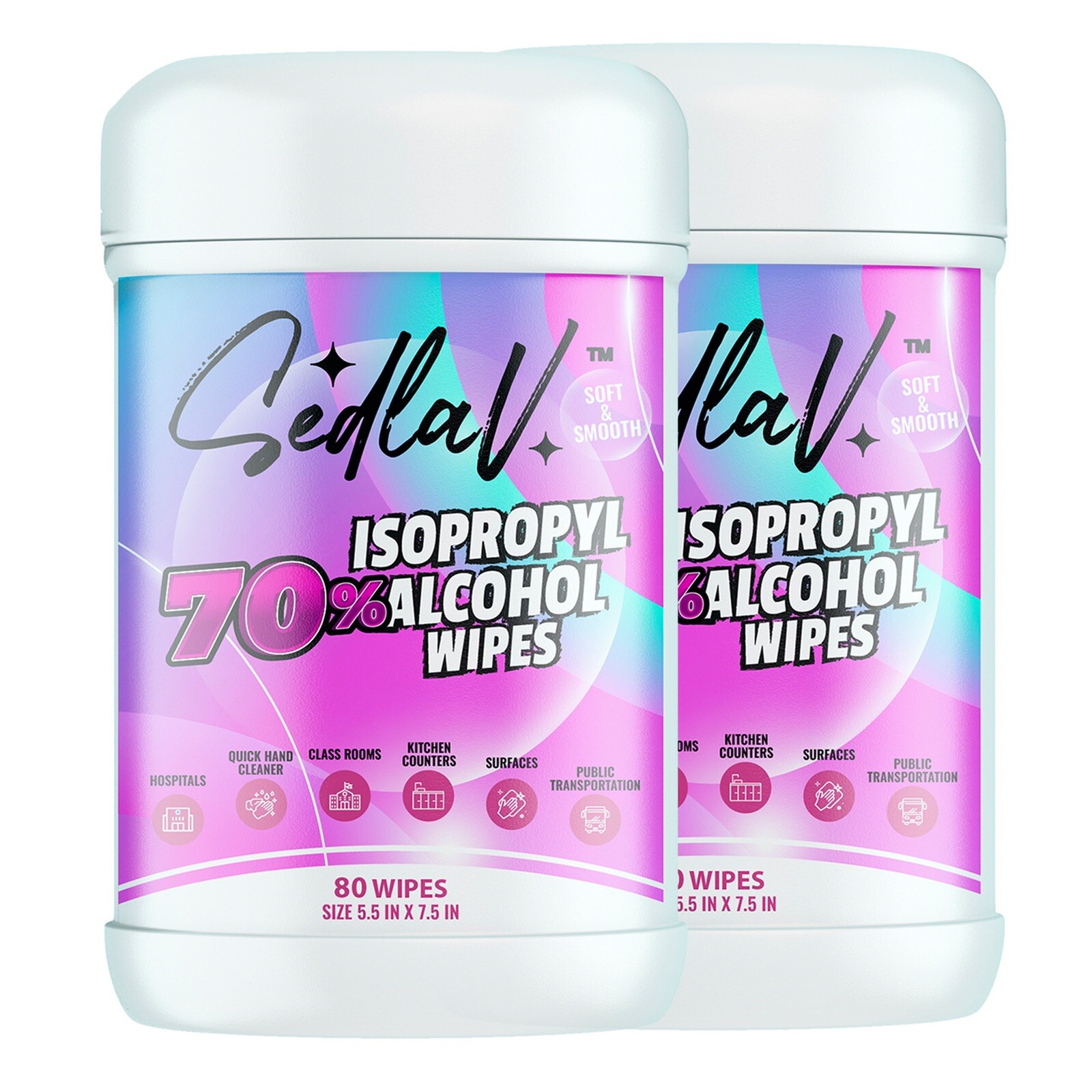70% Isopropyl Alcohol Wipes 80 Wipes Tub , Canister, Alcohol Wipes Made In USA