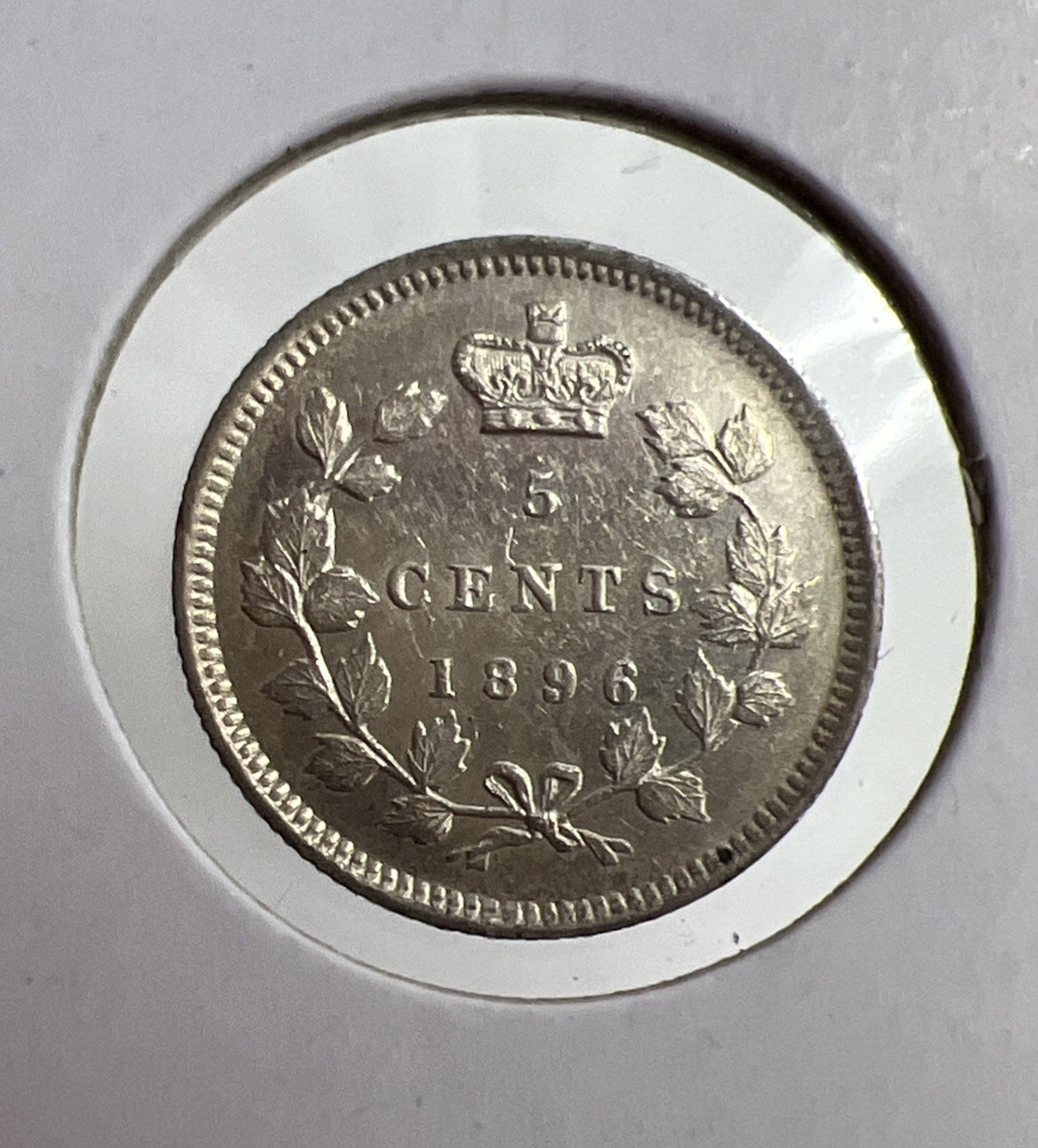 1896 Canada 5 Cents Silver Foreign Coin