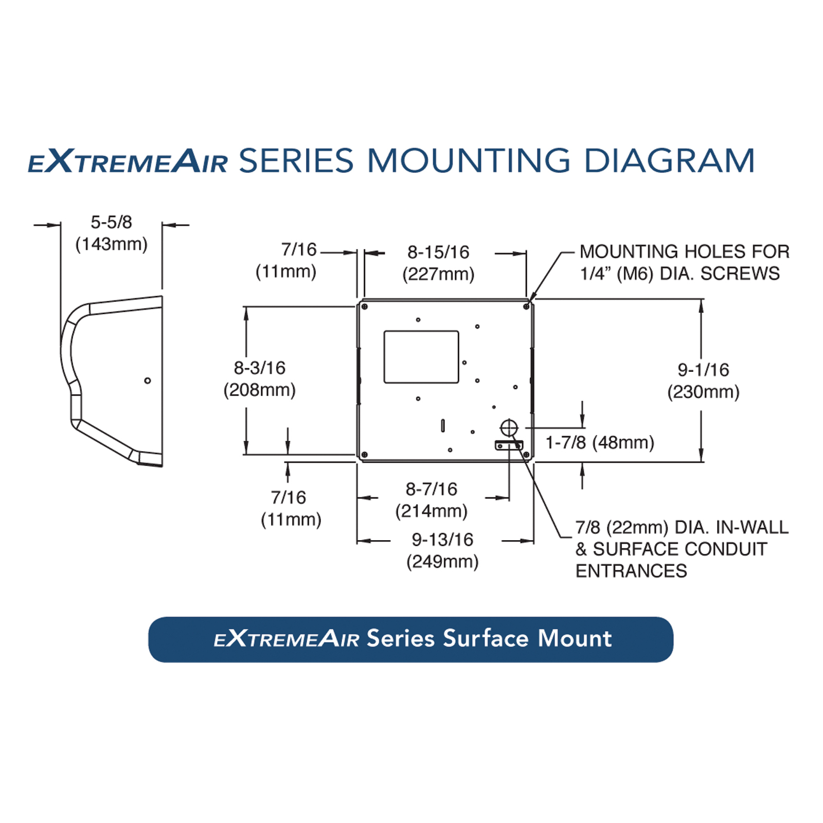 American ExtremeAir GXT9 Automatic Surface Mounted Hand Dryer w/White ABS Cover