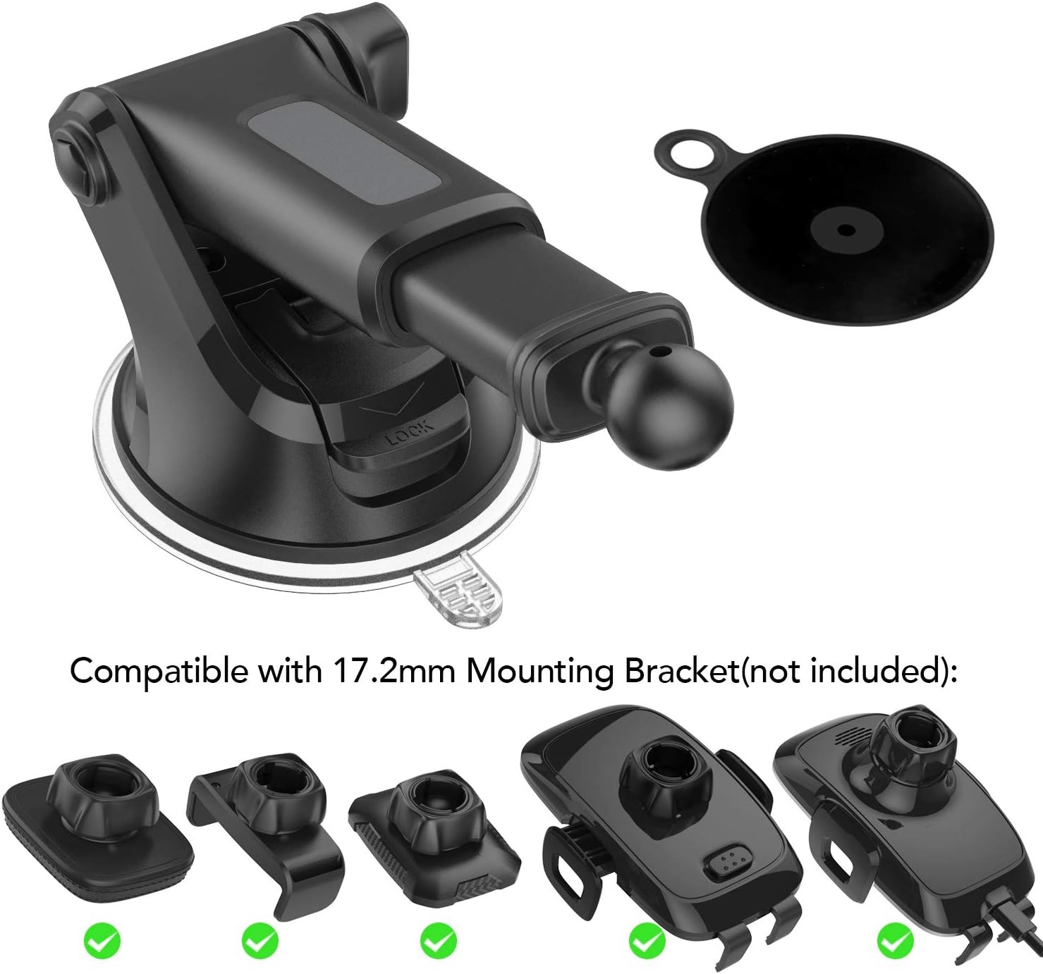 OQTIQ Replacement Suction Cup Mount Part, with Dashboard Black