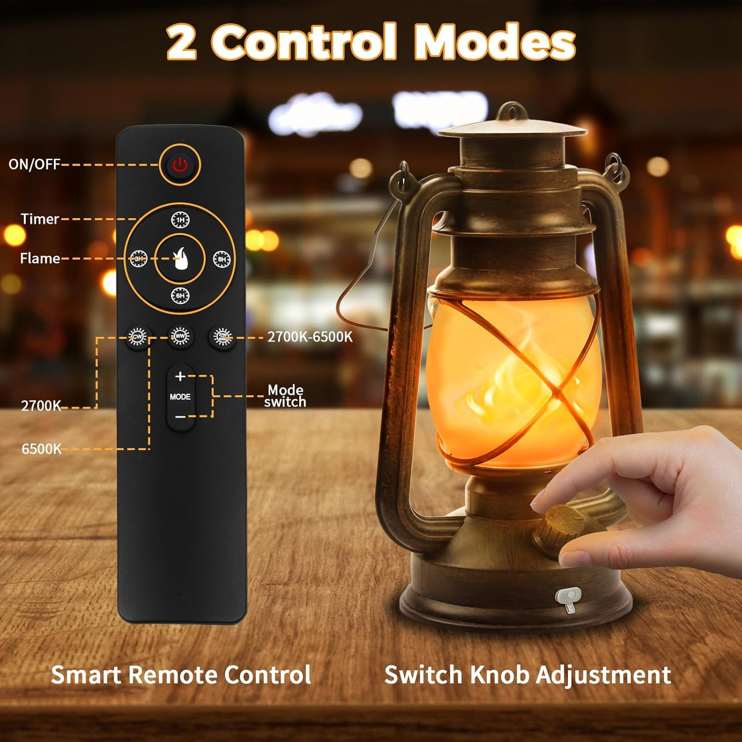 2 Pack Bronze Vintage 4 Modes Rechargeable Lanterns with Remote Control | Waterp