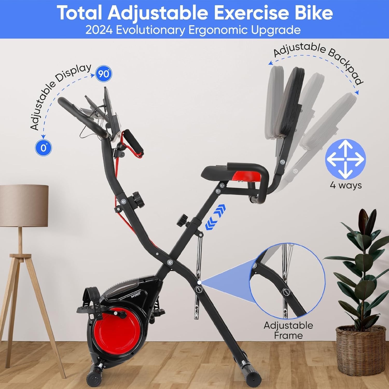 3-IN-1 Exercise Bike with Luminous Digits Display | Folding Stationary Bikes for