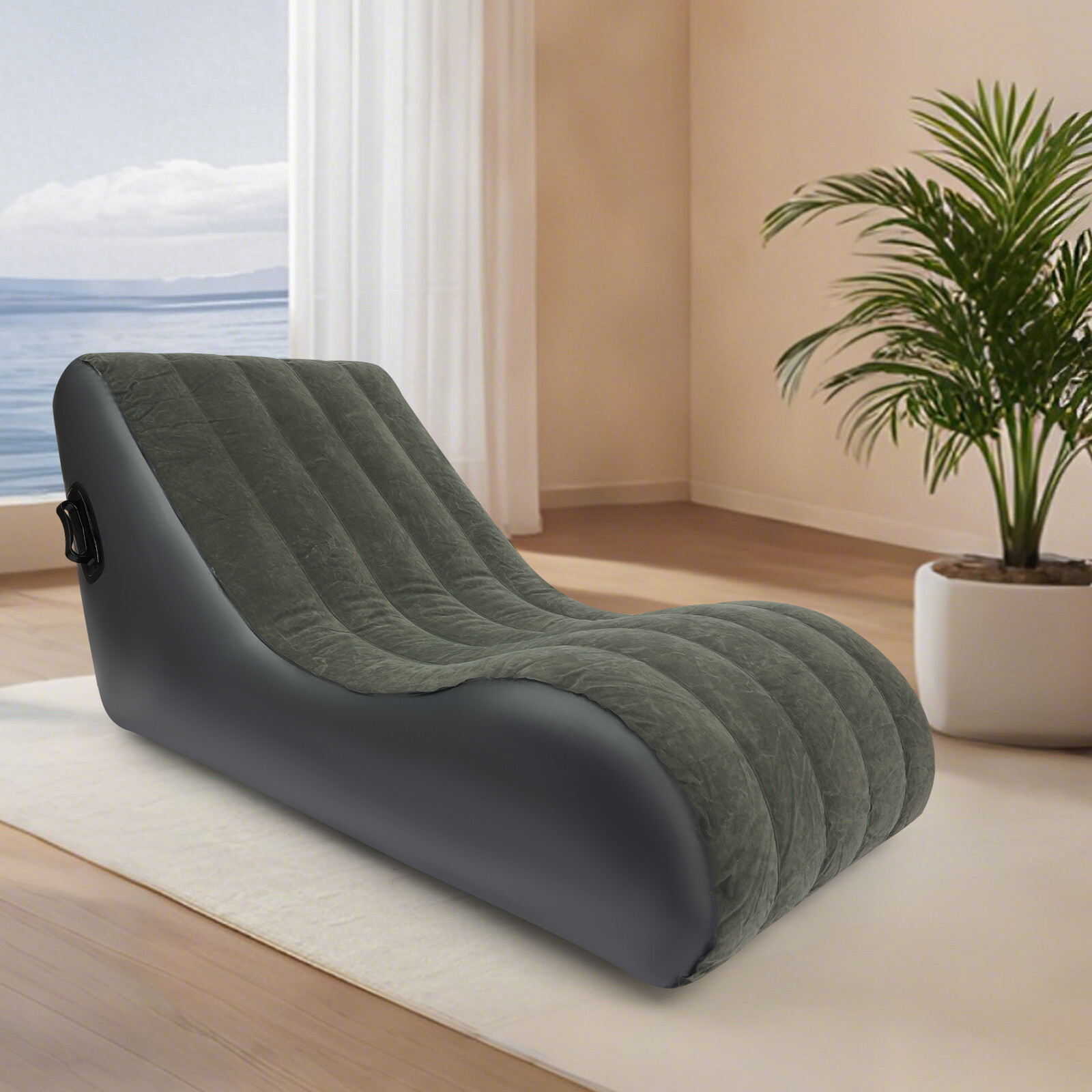 Modern Sofa Bed Inflatable Sofa Bed S-shaped Folding Sofa Bed 89.9*140*69.9cm