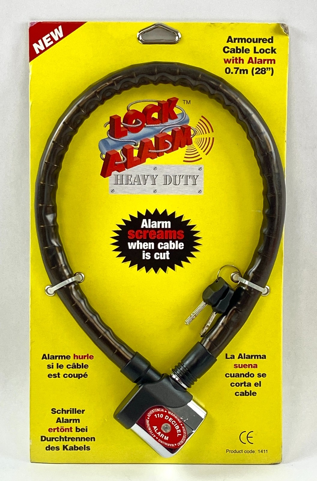 Heavy Duty Alarm Lock 28" Armoured Steel Cable 110dB Siren for Bike Motorcycle