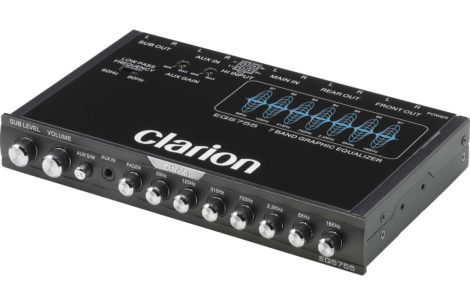 CLARION EQS755 7-BAND GRAPHIC EQUALIZER HALF-DIN CAR EQ w/ FRONT 3.5mm AUX INPUT