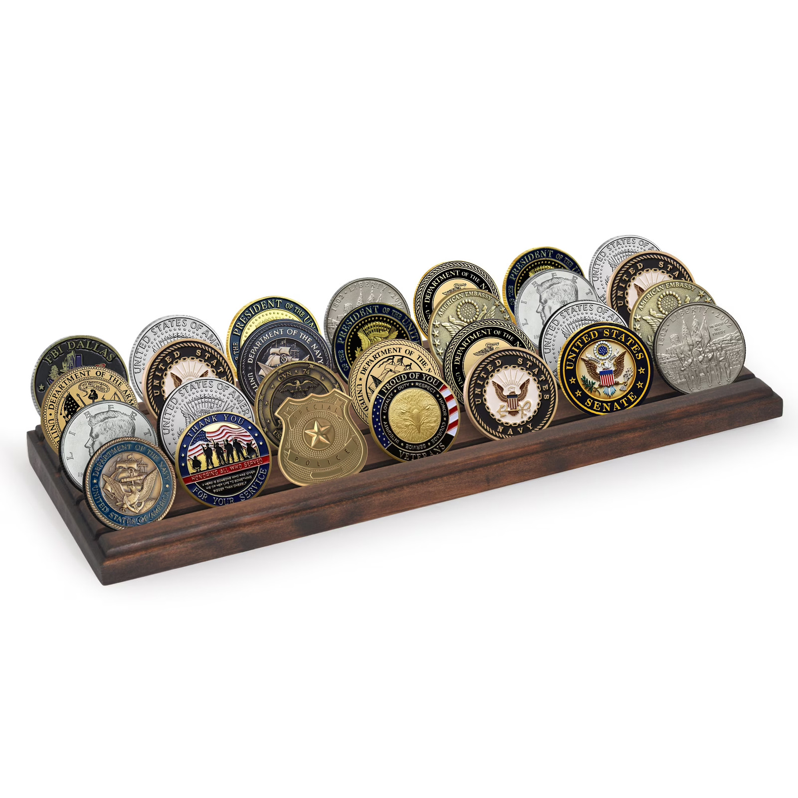 Americanflat Challenge Coin Display Frame 12x4 Walnut Military Holder