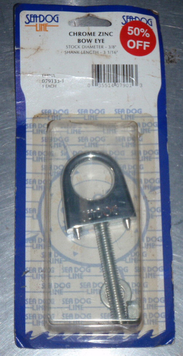 Chrome Zinc Bow Eye - Stock Dia 3/8" - Shank Length 3 1/16"  SeaDog   079133-1