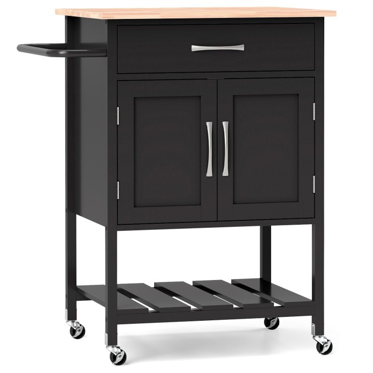 Rolling Kitchen Island Cart Trolley Mobile Serving Cart w/Drawer and Towel Rack