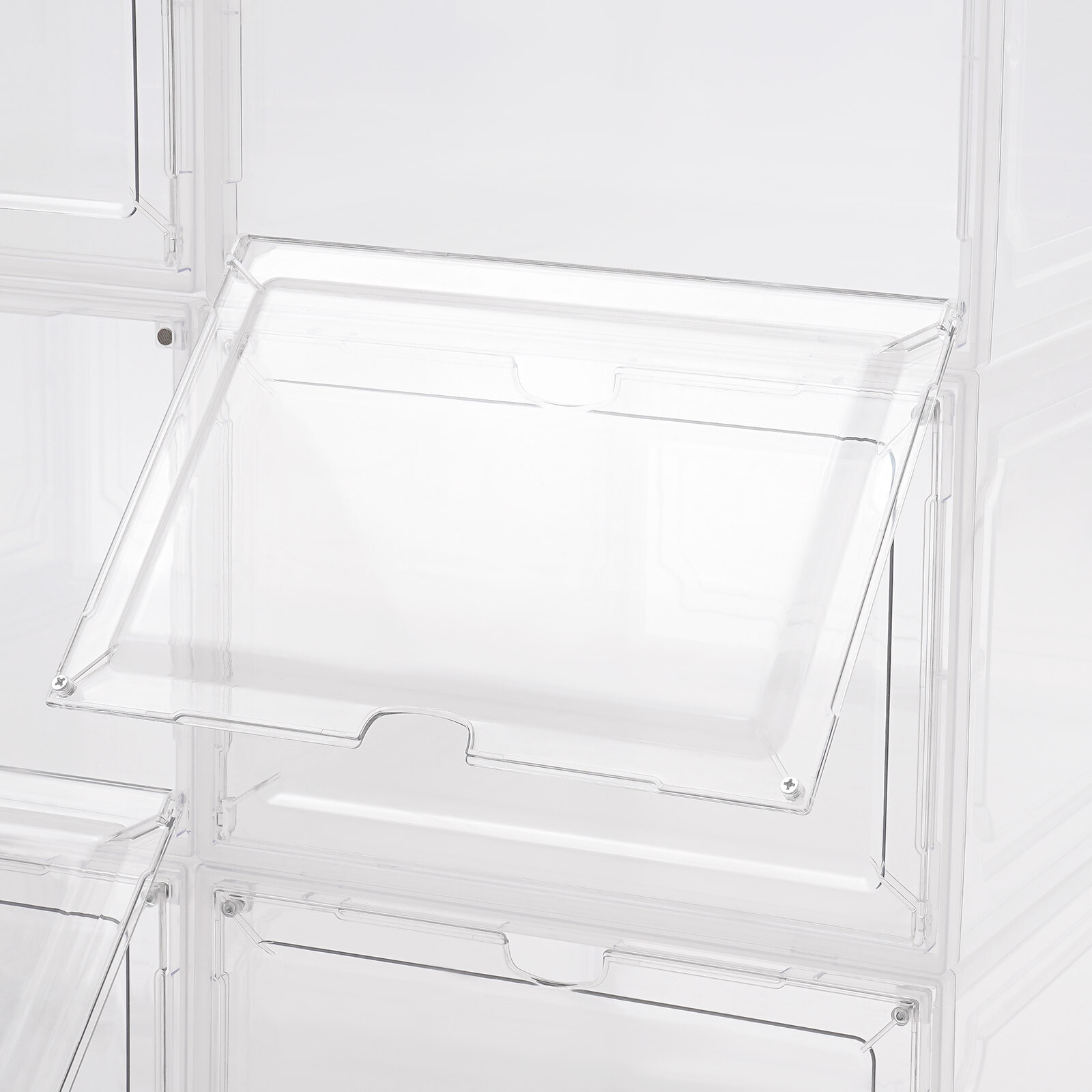 12PCS Shoe Containers Transparent-Front Door Open Acrylic Shoe Display Cabinet