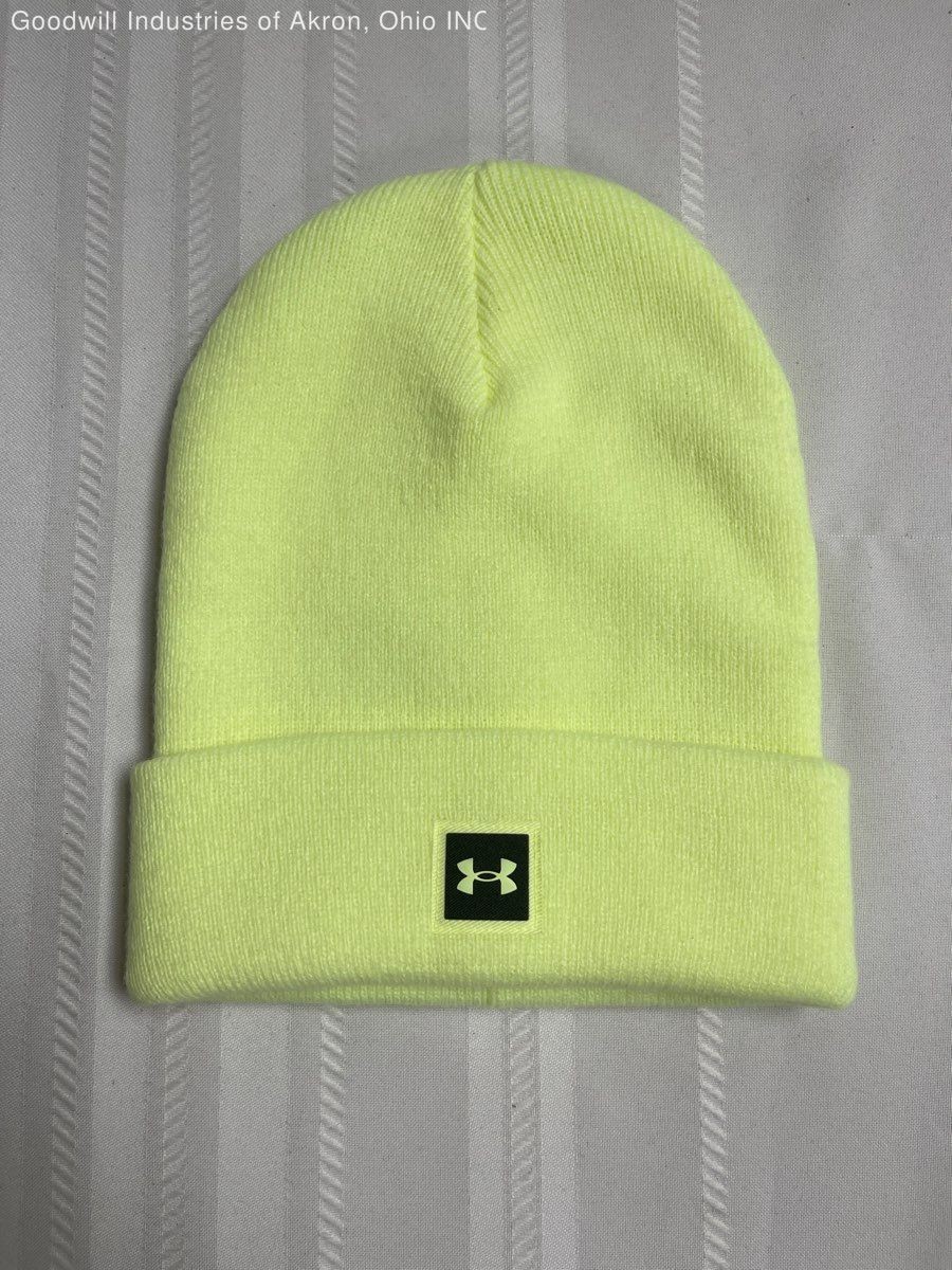 Under Armour Unisex Neon Yellow Ribbed Knit Cuffed Beanie Hat Training OSFA