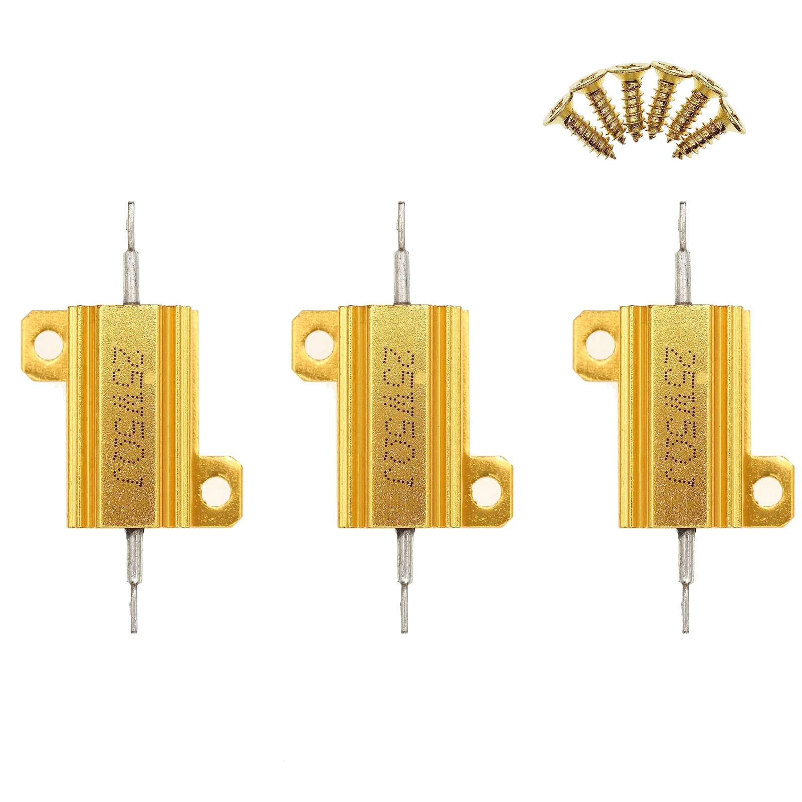3 Pieces 25W 5 Ohm High Power Aluminum Housed WireWound Resistor with Screws