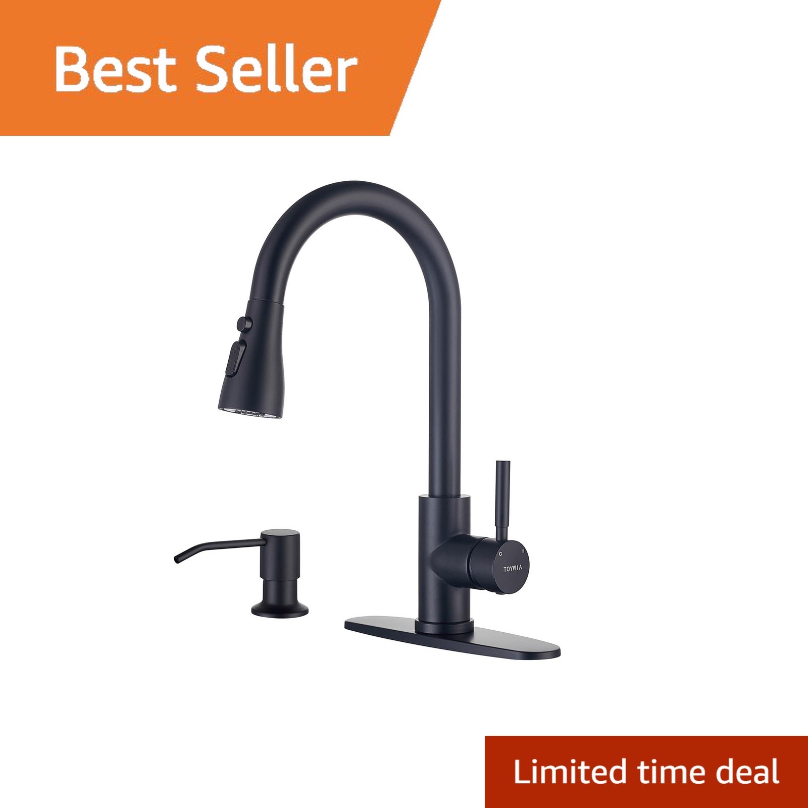 TOYWIA Matte Black Kitchen Faucet Soap Dispenser