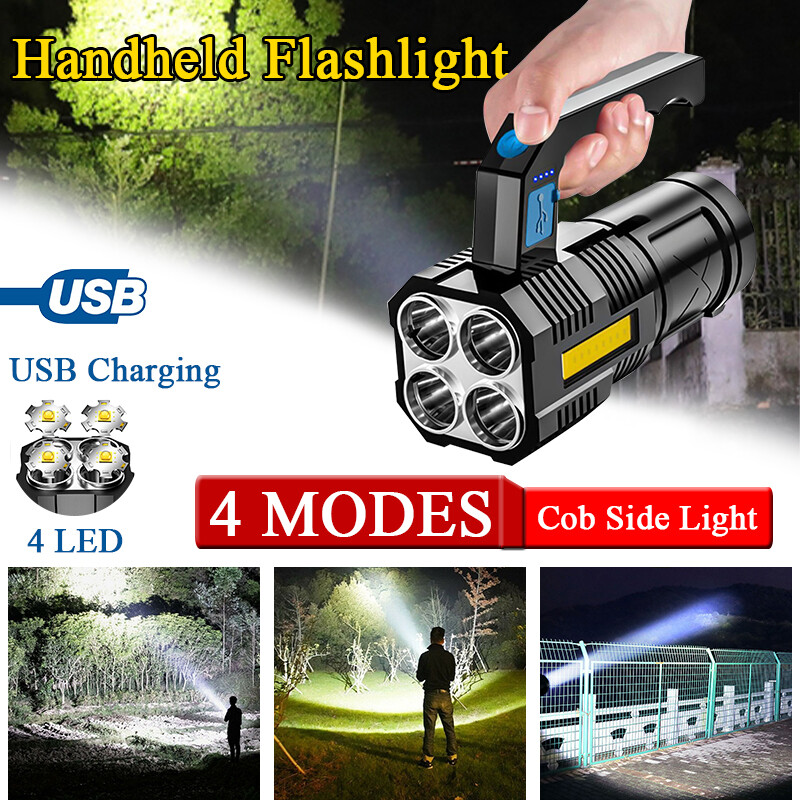 Powerful LED flashlight Tactical flashlight rechargeable work light 4 lighting