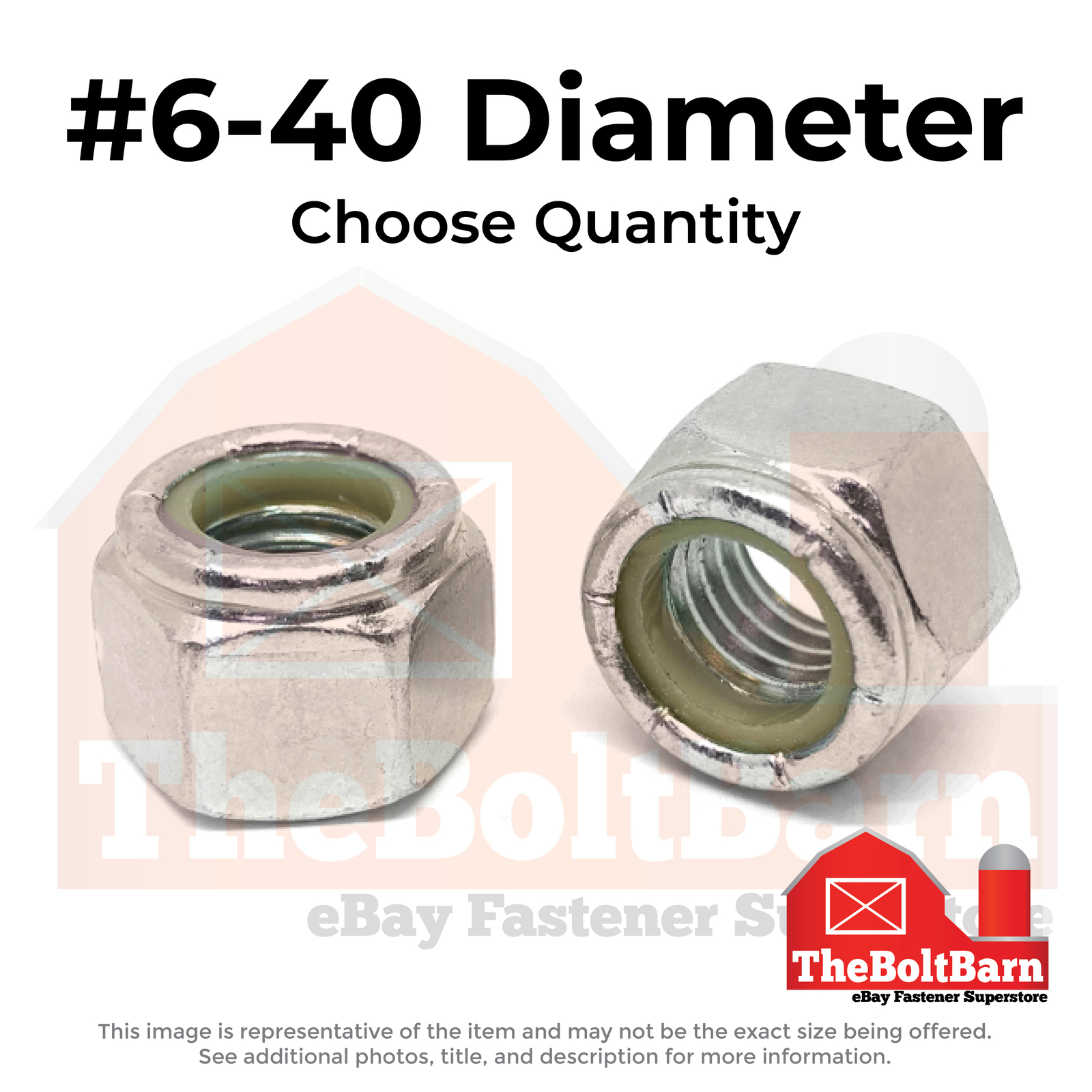 #6-40 Stainless Steel Nylon Insert Hex Nuts (Choose Qty)