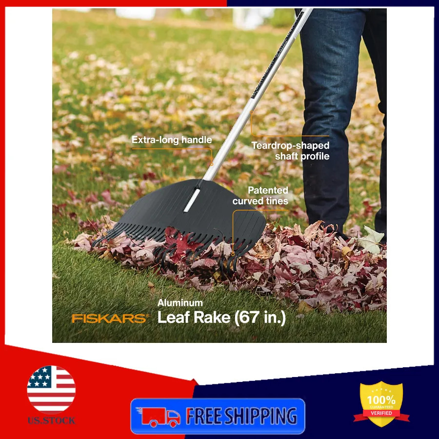 Fiskars Poly Leaf Rake 67 Inch Durable Garden Tool