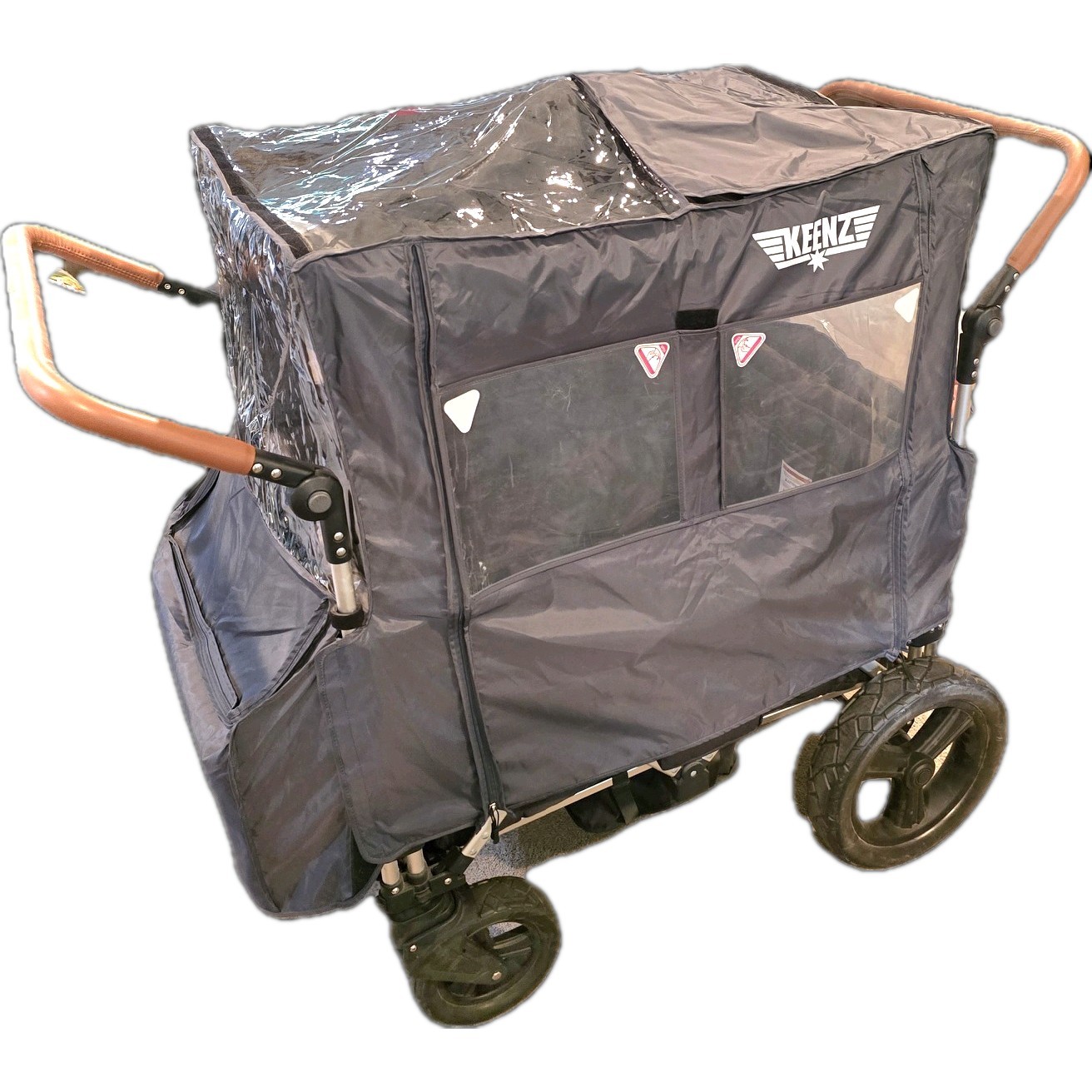 Keenz 7s Stroller Wagon - Gray includes canopies and all accessories.