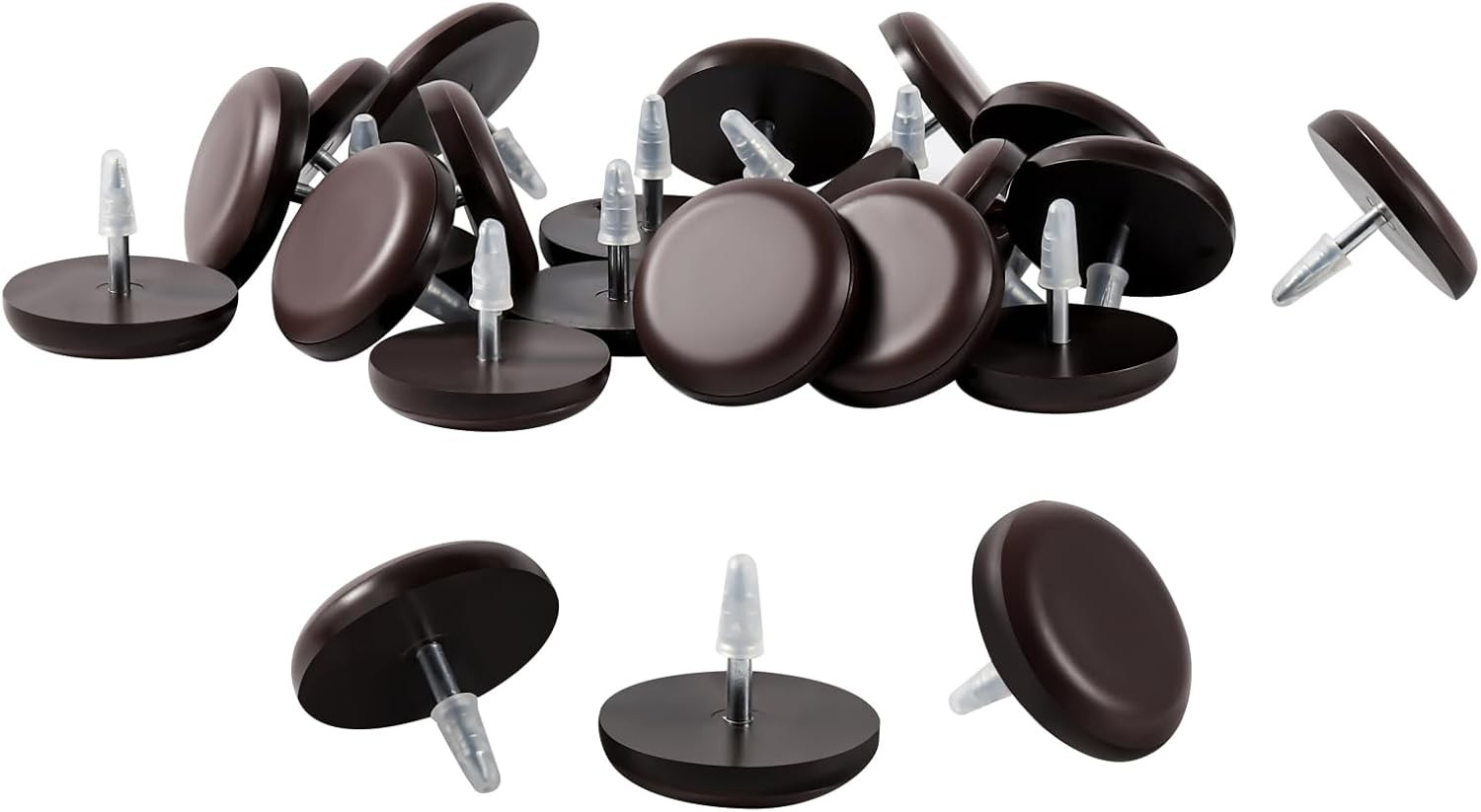1" Nail on Furniture Sliders (24 Pack) - Furnigear 1 inch-24 pack, Brown