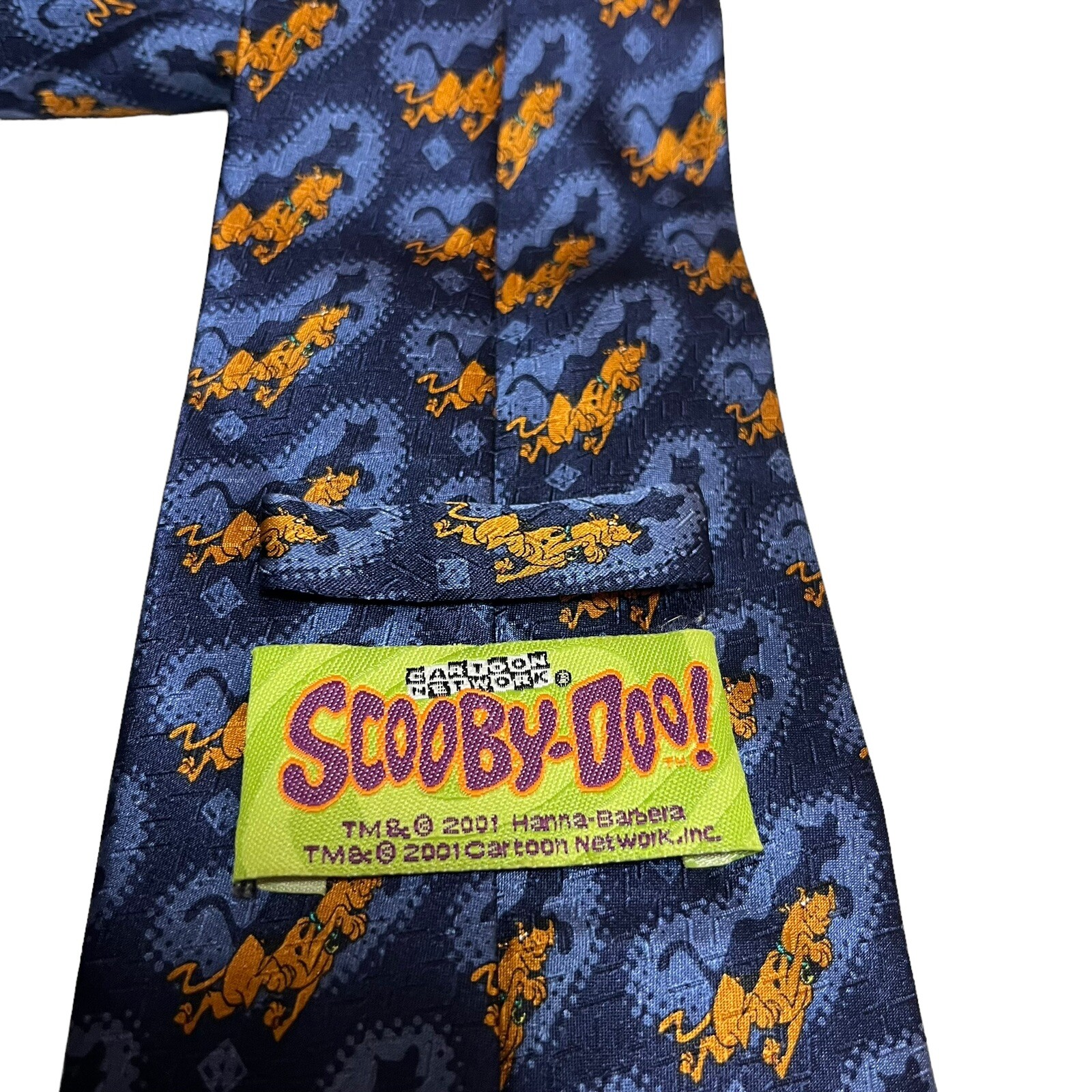 Cartoon Network Vintage Blue Brown Dog Scooby-Do! Pattern Silk Mens Neck Tie 59”
