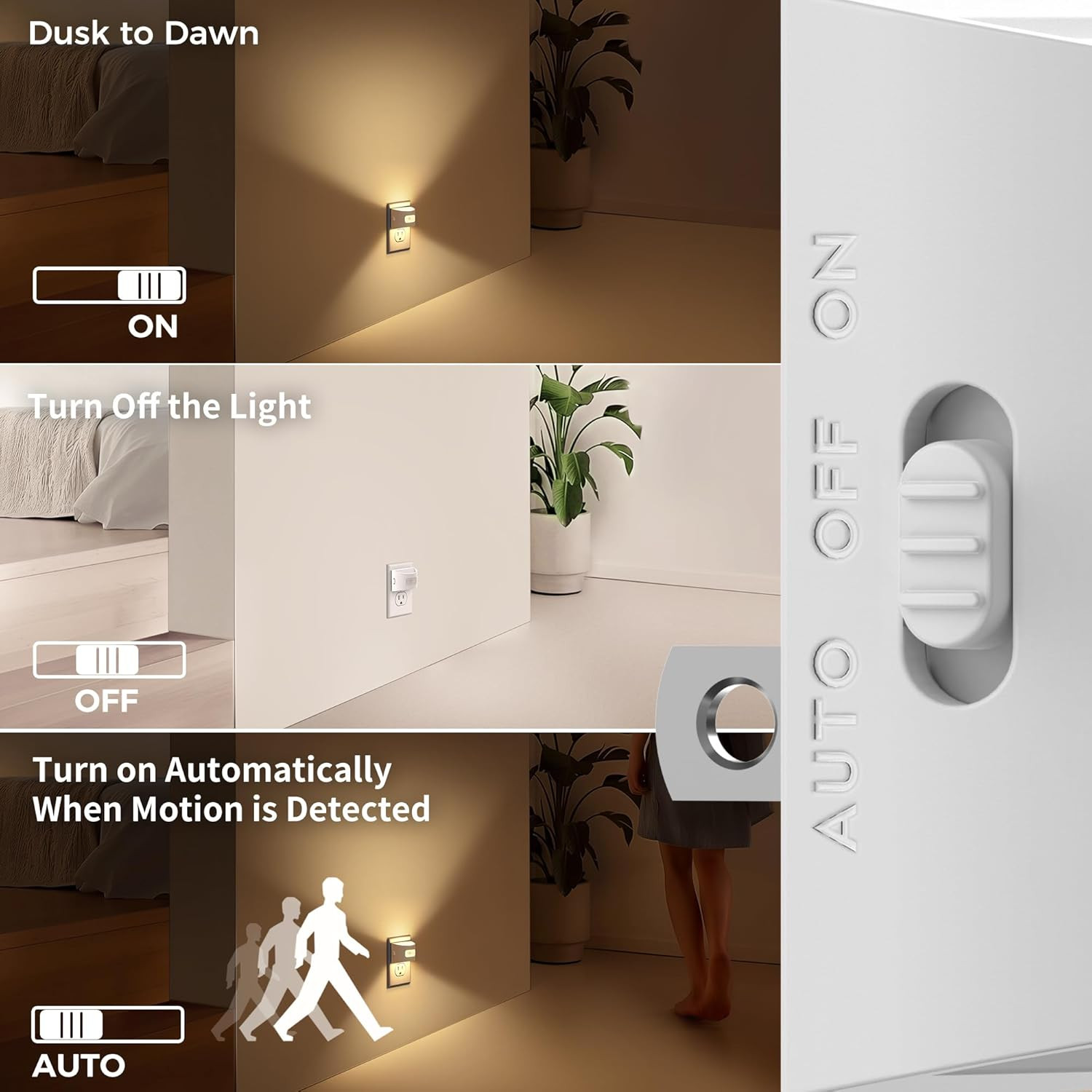 LED Night Light[2 Pack], Night Lights Plug into Wall, 3 Mode Motion Sensor Ni...