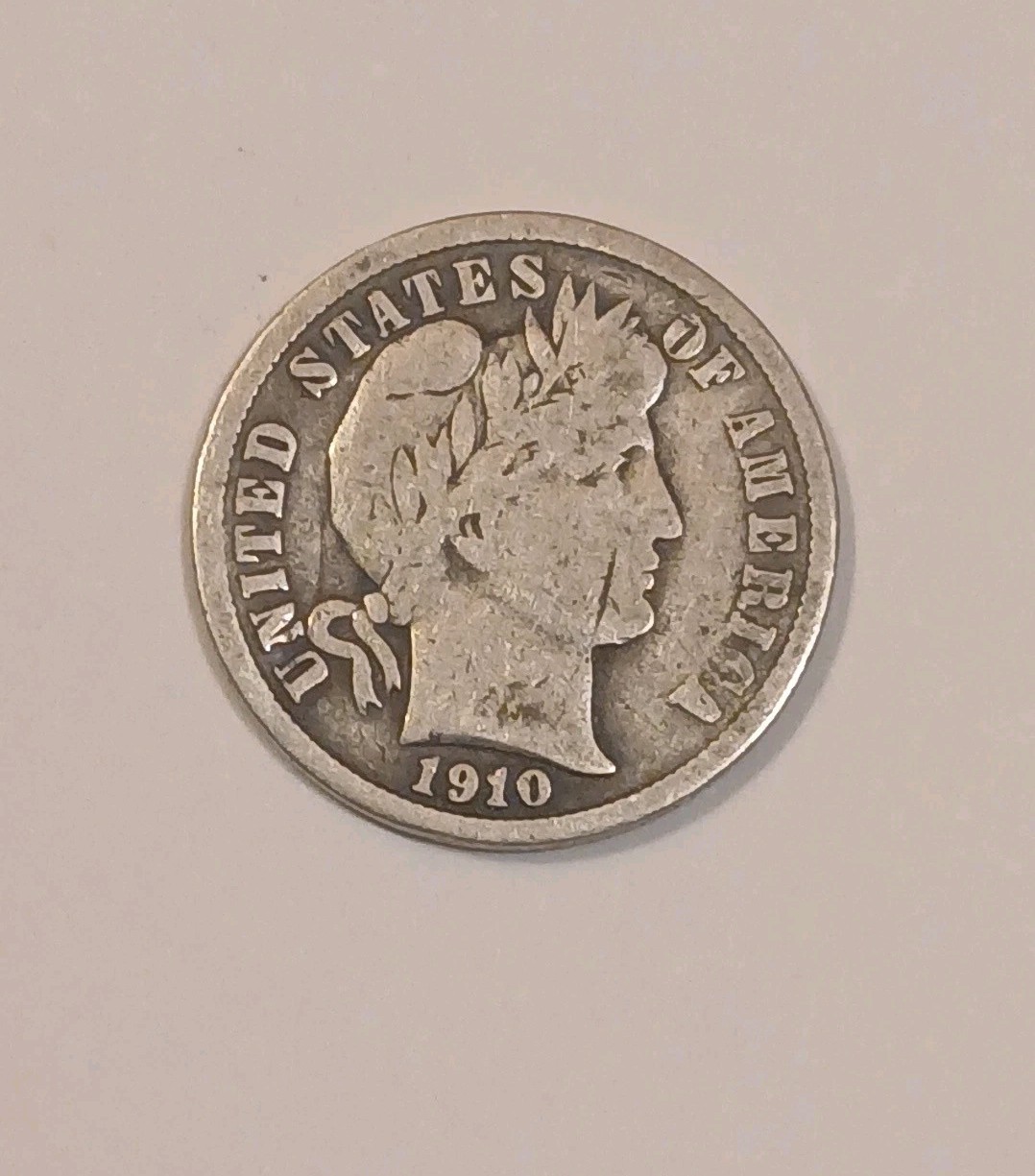 1910 (P) Barber Dime - Very Good 90% Silver - Free Shipping
