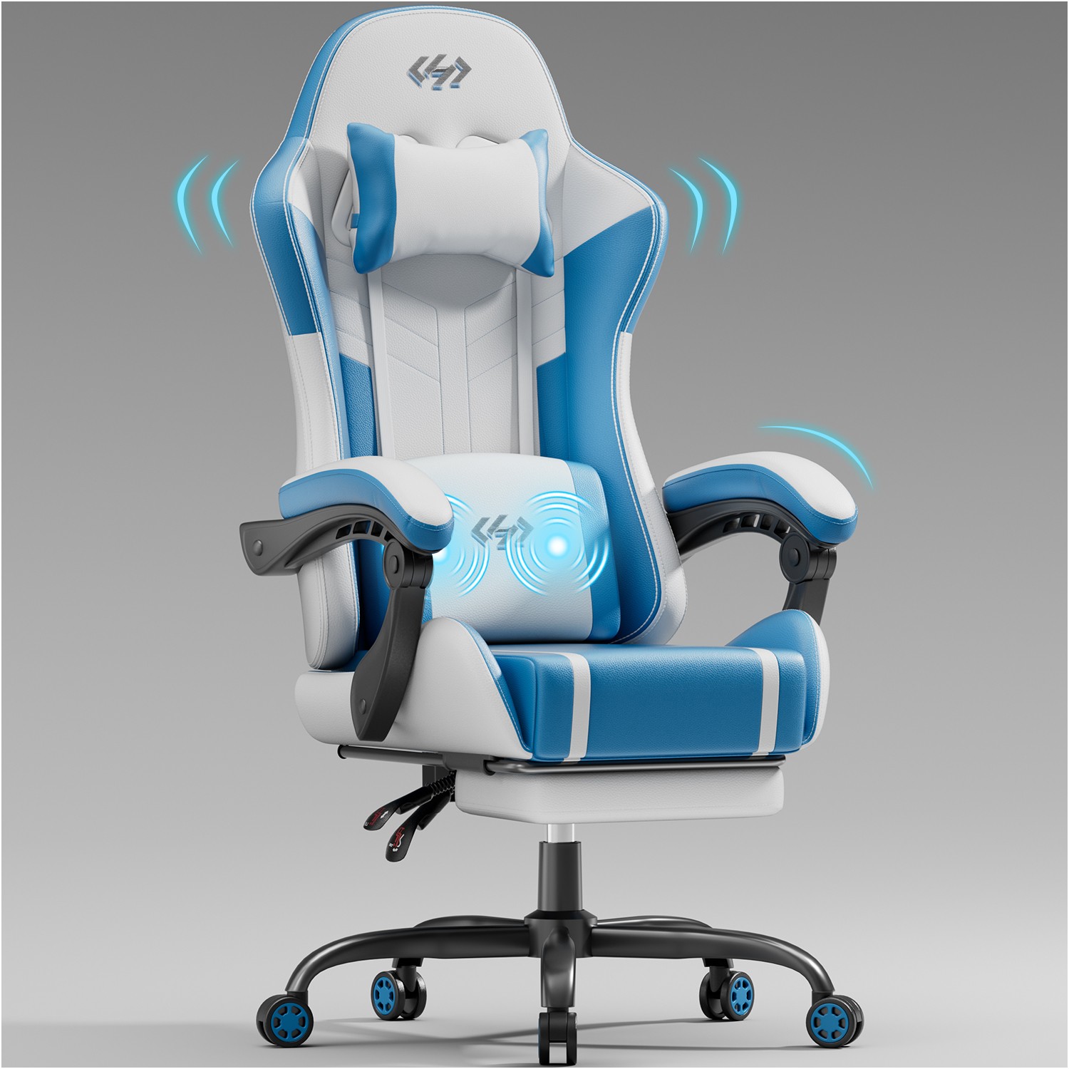 Gaming Chair with Massage, Gamer Chair with Footrest, Ergonomic Computer Chair