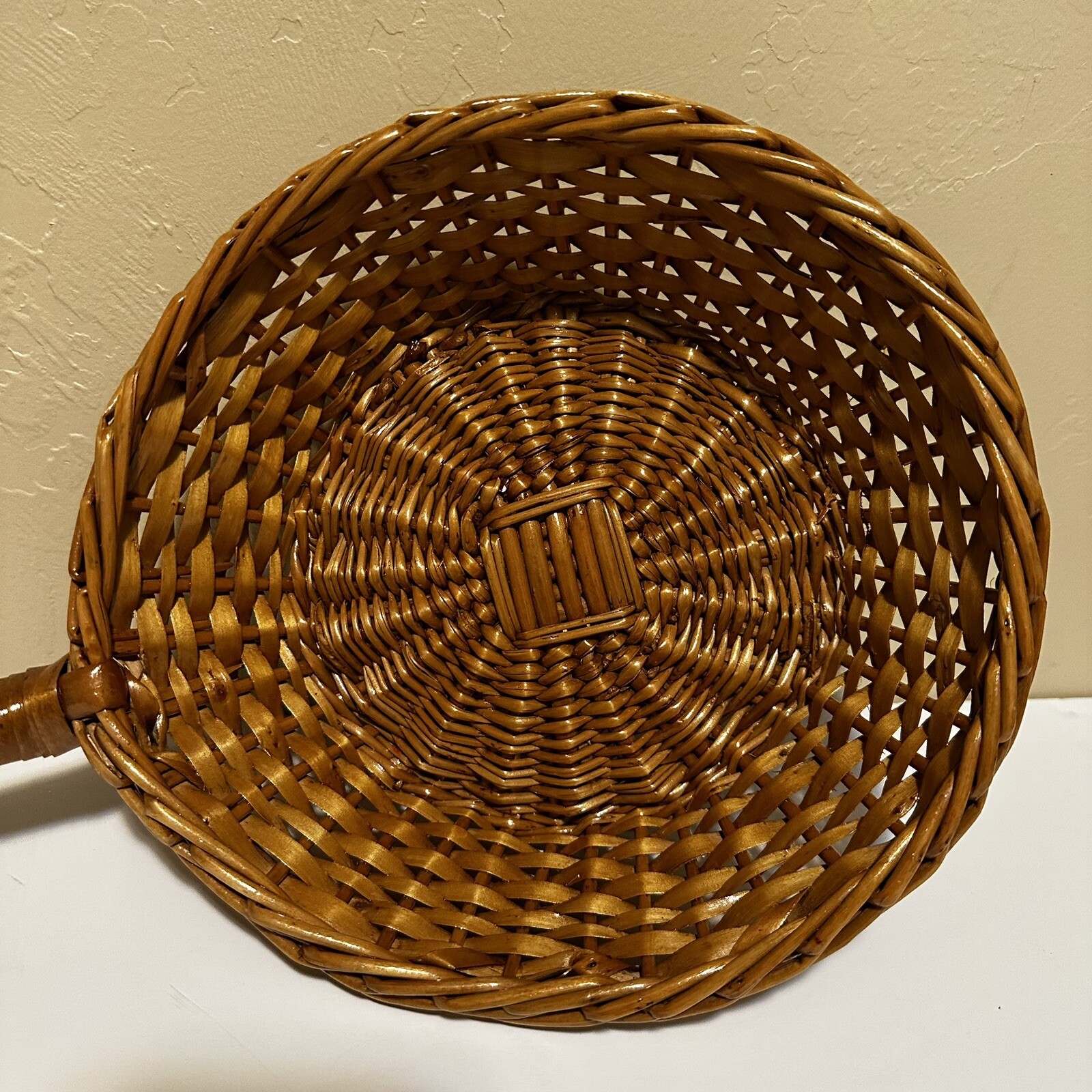 Vintage Small Weaved & Glazed Ladle Basket w/ Handle