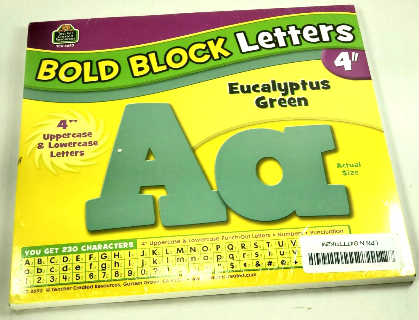 TCR 8693 BOLD BLOCK LETTERS & NUMBERS 230 PCS GREEN 4"