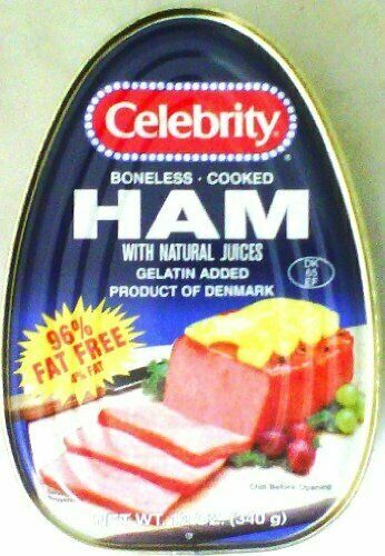 CELEBRITY HAM COOKED CANNED BONELESS PRODUCT OF DENMARK 12 OZ