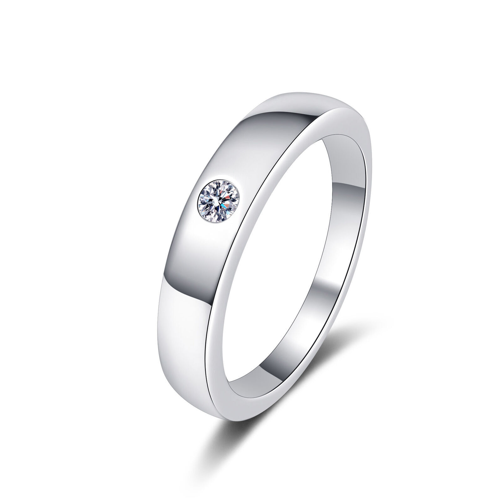 Solid 925 Sterling Silver 0.1Ct Moissanite Band Wedding Ring Gift Size 5 6 7 8 9