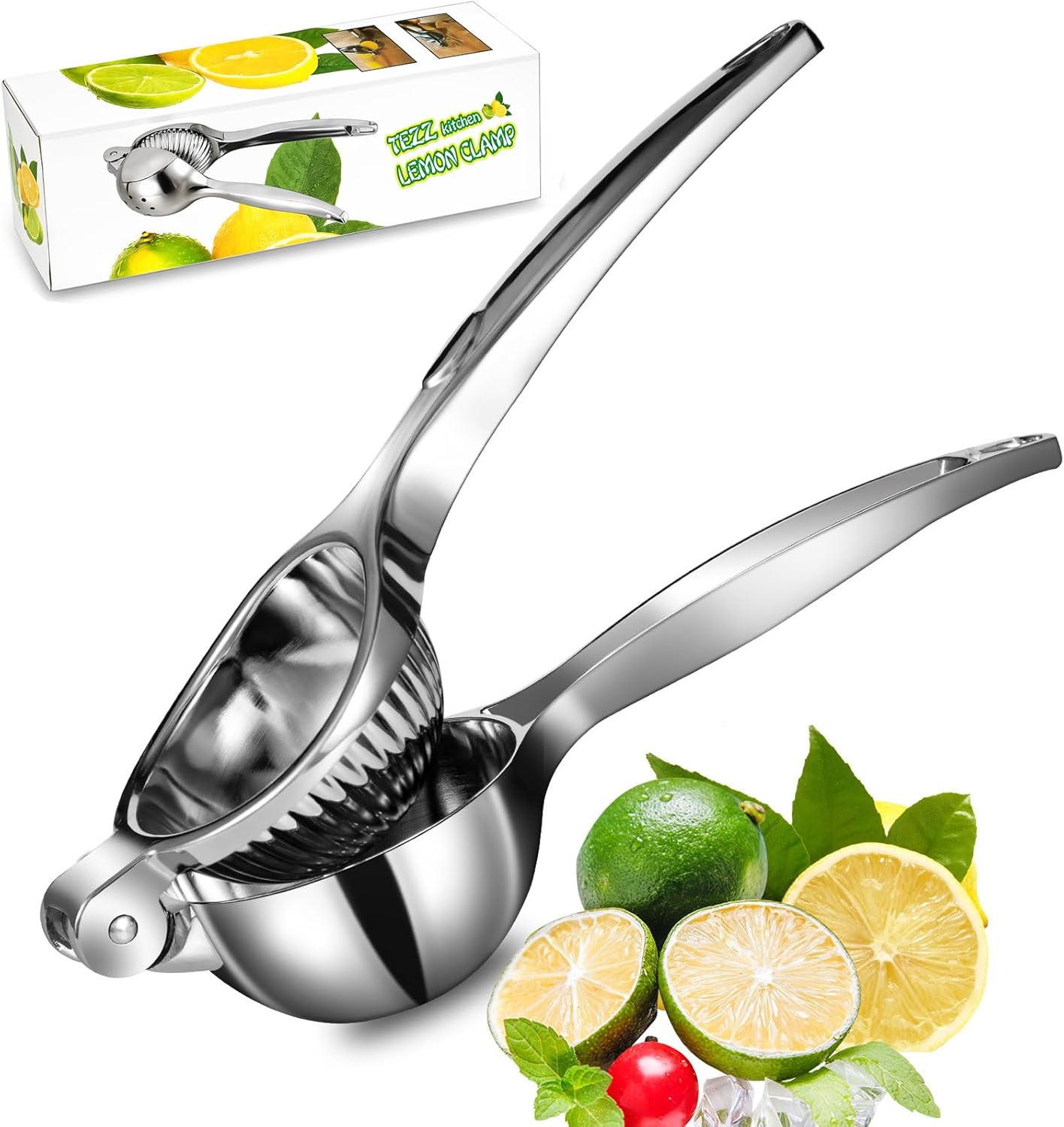 Premium Lemon Squeezer, Large Heavy Duty Handhelp Juicer for Lemon, Metal Hand P