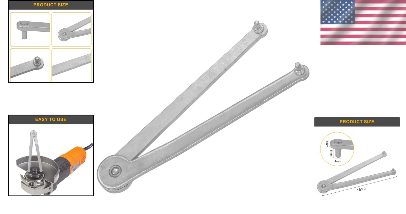 Universal Adjustable Angle Grinder Spanner Wrench - Durable 6.23-Inch Tool
