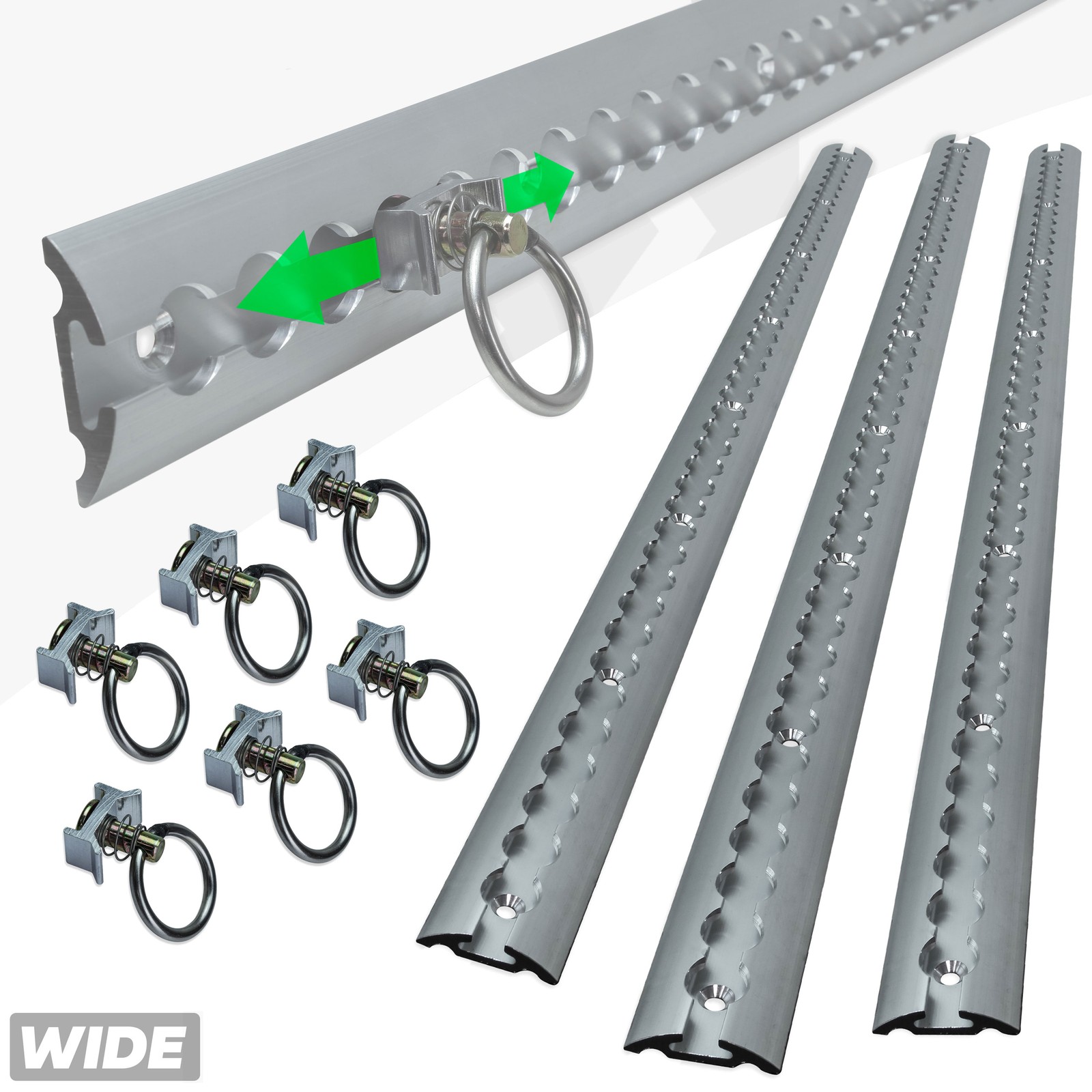 3x rear load cargo track rails locking liner bed 6 tie down fixings lashing hold