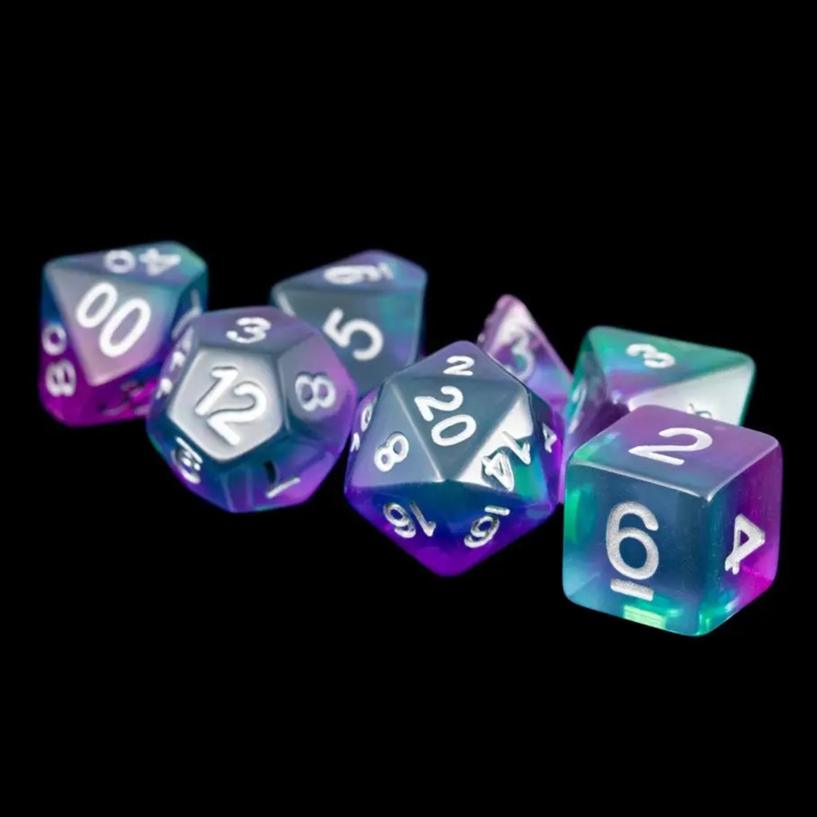 16mm Resin Polyhedral Set | Blue Aurora
