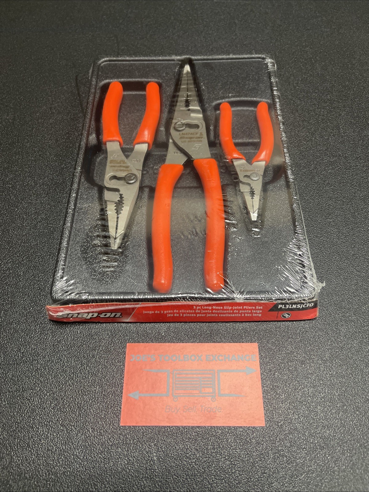 Snap-On Tools ORANGE 3pc Soft Grip Long Nose Slip Joint Pliers Set PL3LNSJCFO