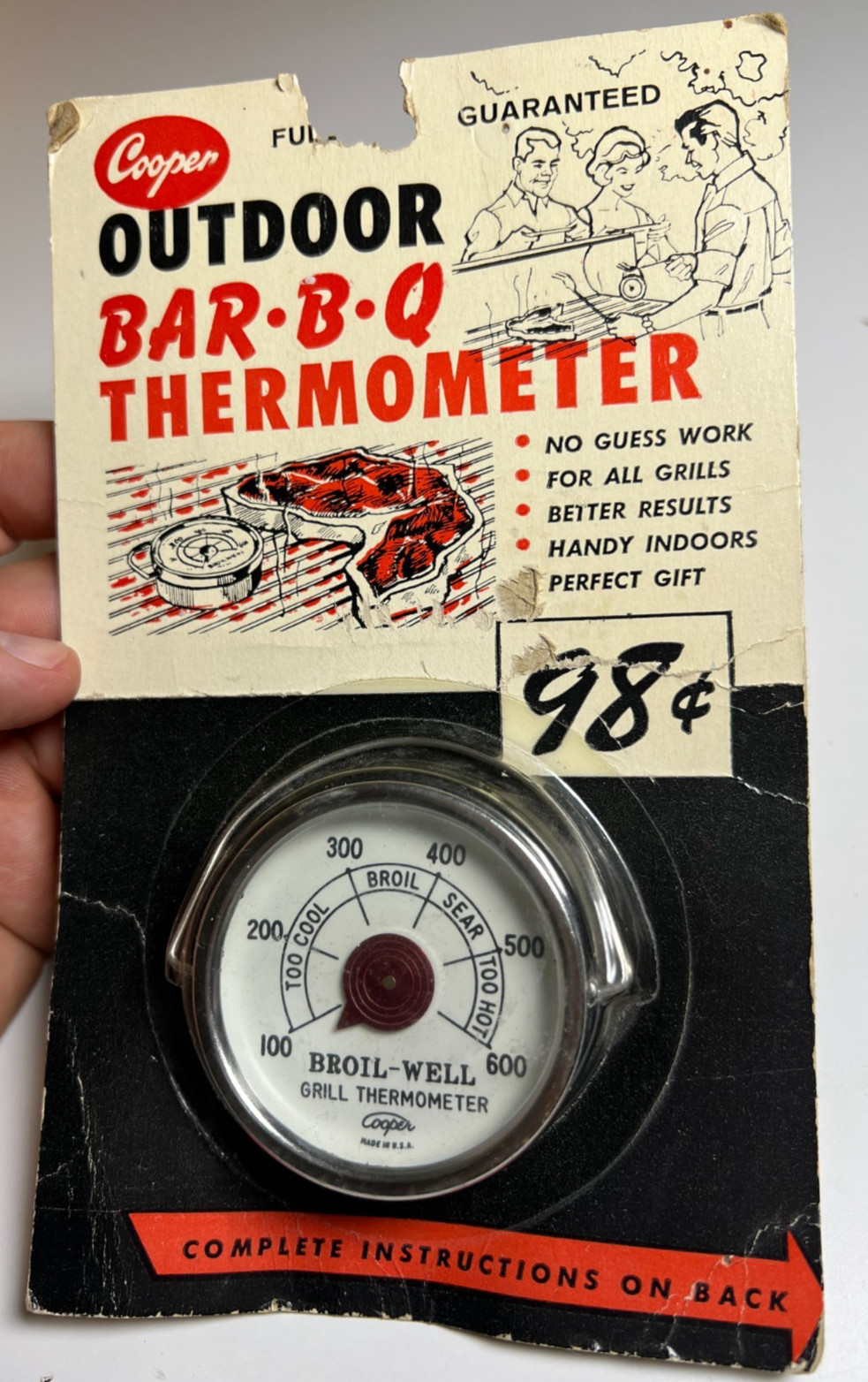 NOS Vintage Cooper Broil-Well Bar-B-Q Grill Thermometer Pequabuck Connecticut CT